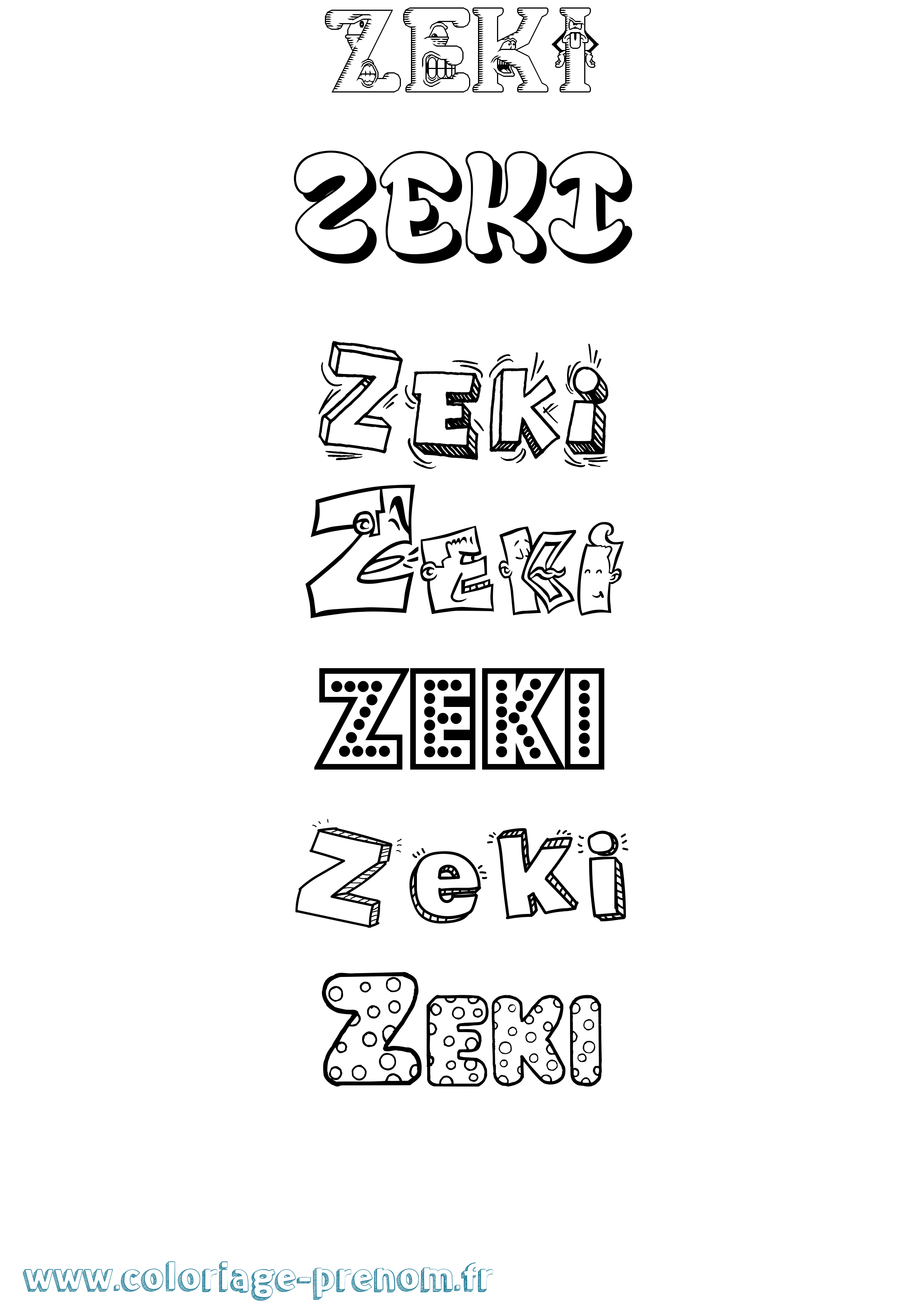 Coloriage Zeki Fun Coloriage prénom Zeki Fun
