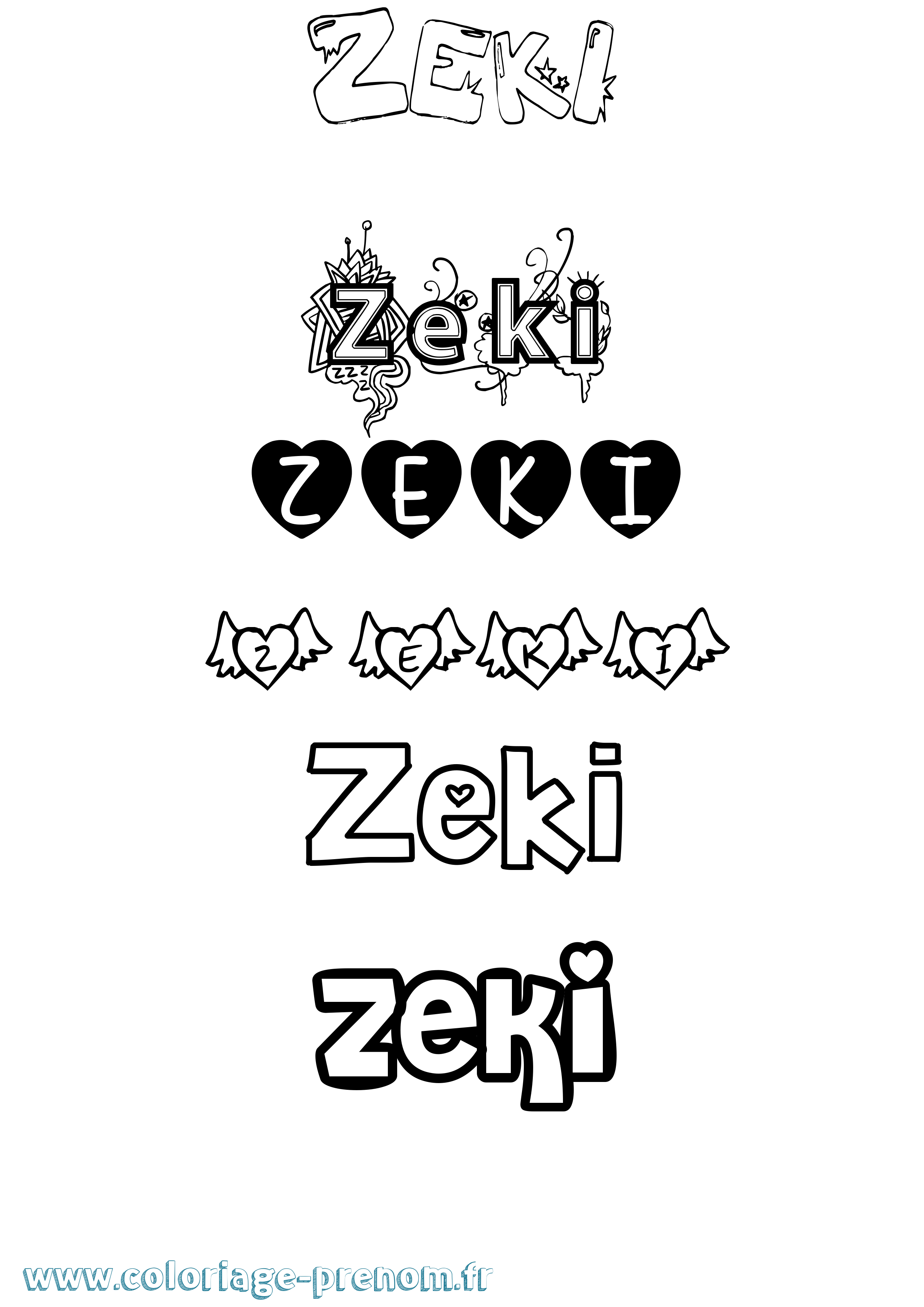 Coloriage Zeki Girly Coloriage prénom Zeki Girly