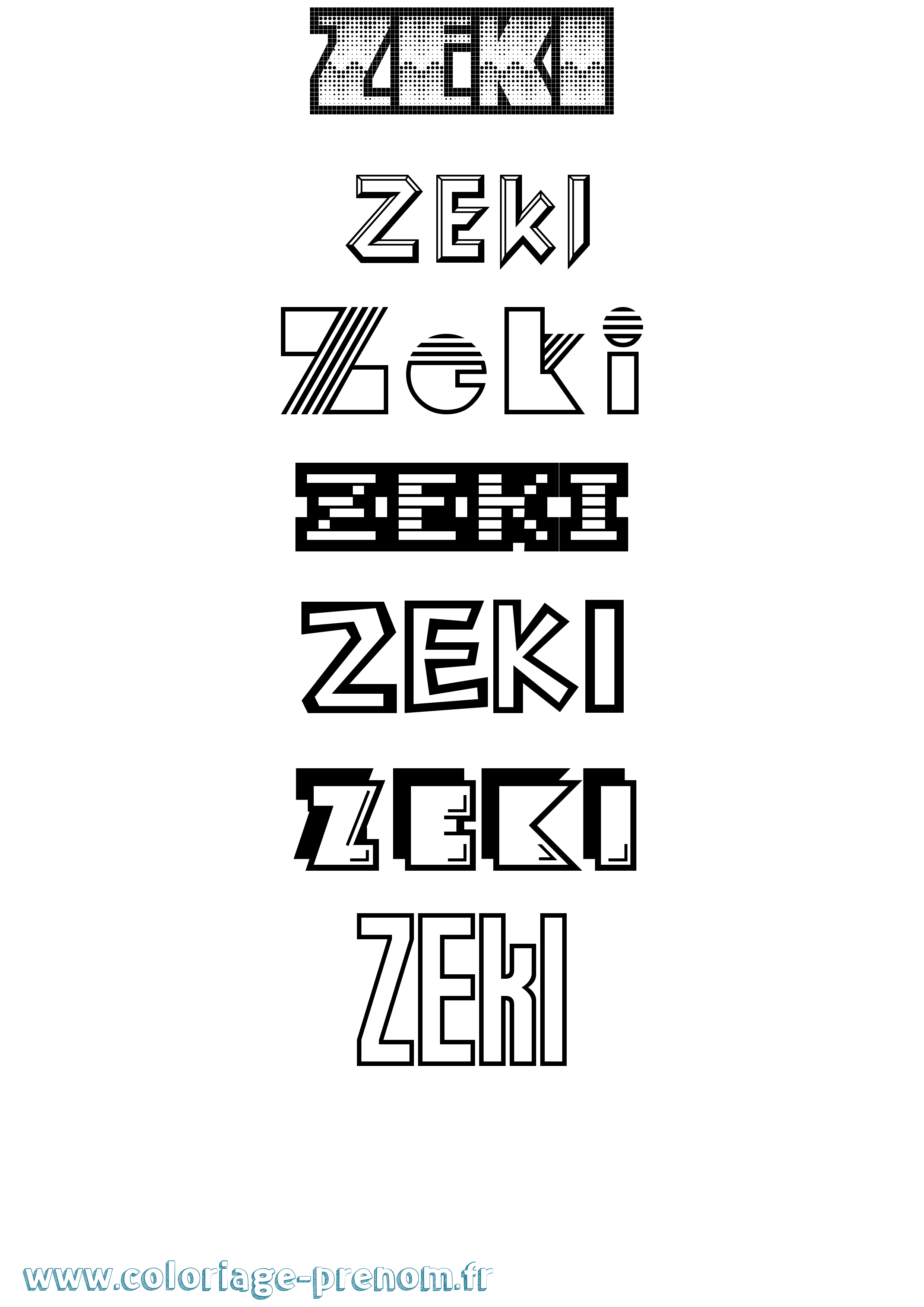 Coloriage Zeki Jeux Vidéos Coloriage prénom Zeki Jeux Vidéos