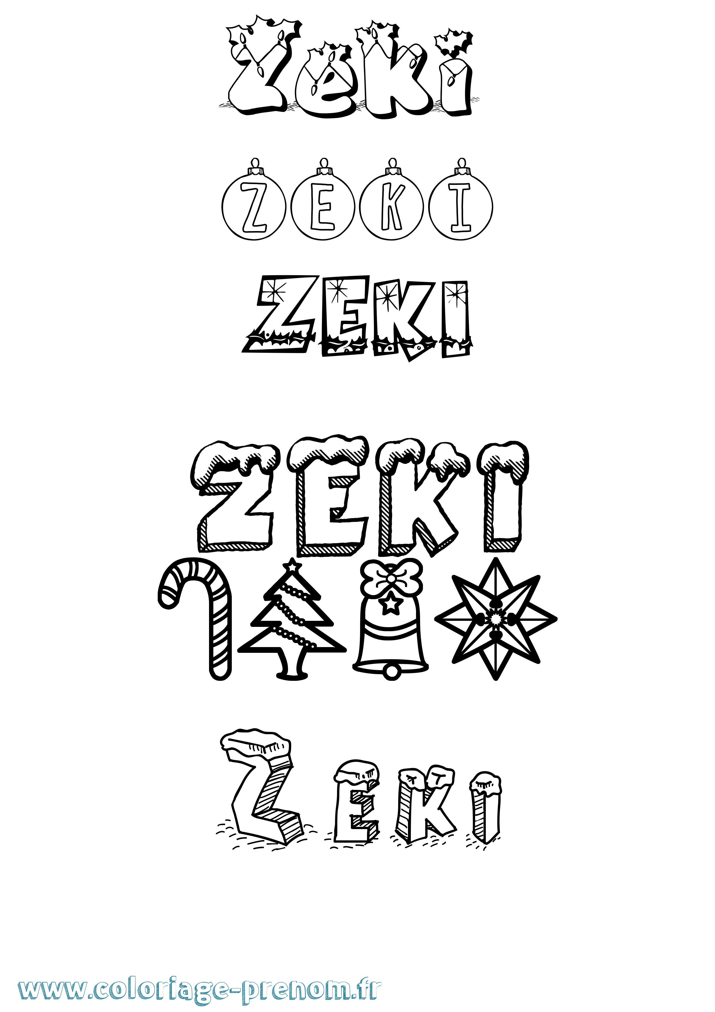 Coloriage Zeki Noël Coloriage prénom Zeki Noël