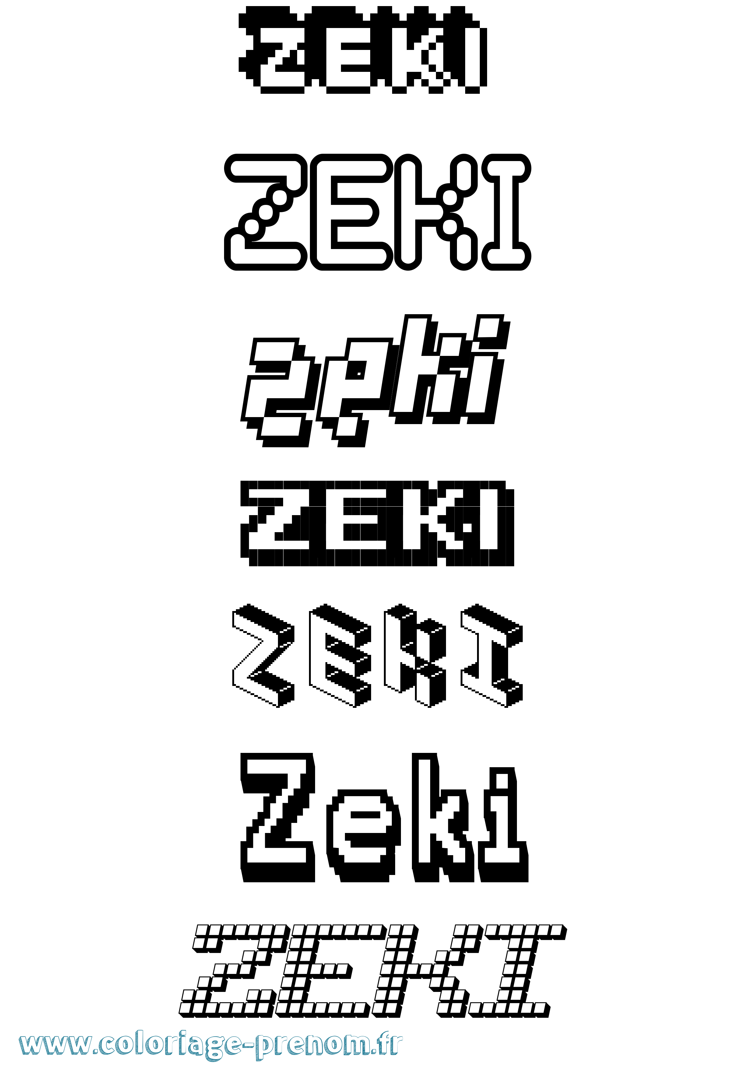 Coloriage Zeki Pixel Coloriage prénom Zeki Pixel