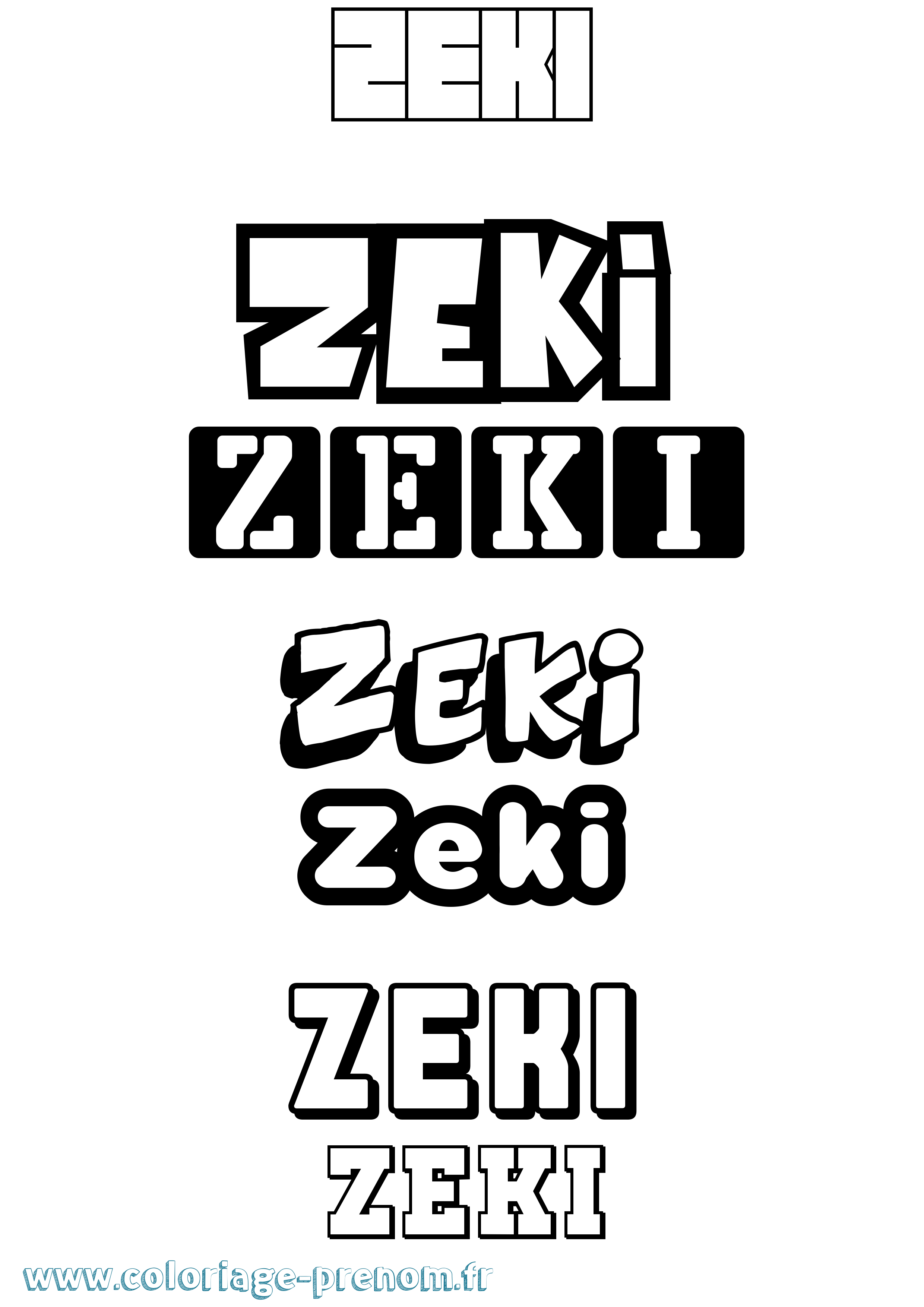Coloriage Zeki Simple Coloriage prénom Zeki Simple