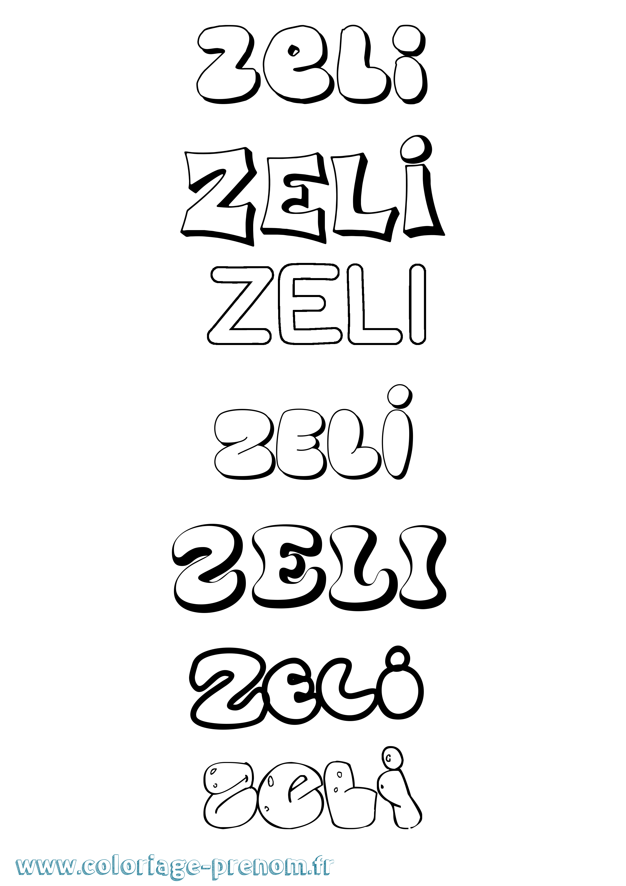 Coloriage Zeli Bubble Coloriage prénom Zeli Bubble