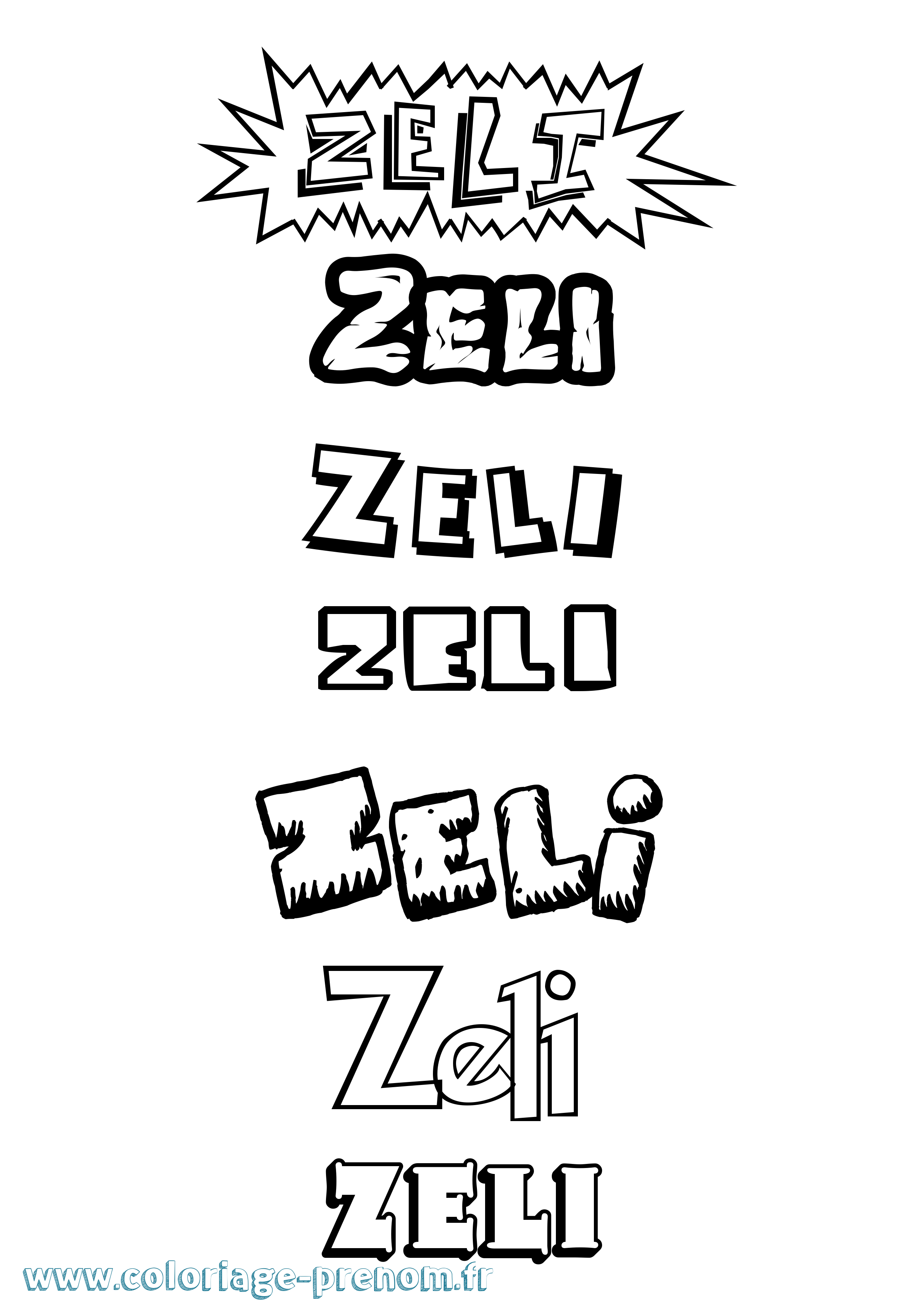 Coloriage Zeli Dessin Animé Coloriage prénom Zeli Dessin Animé