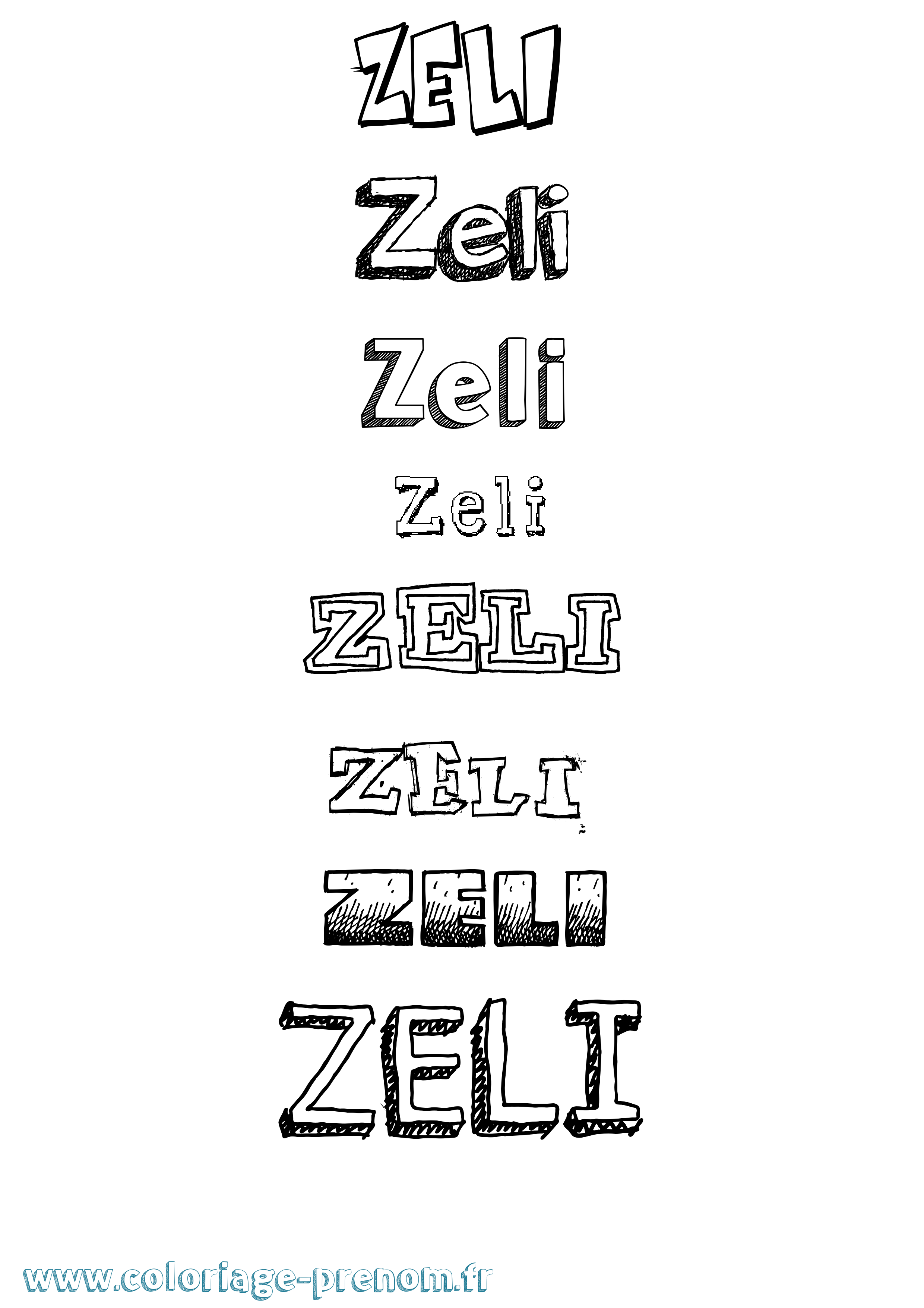 Coloriage Zeli Dessiné Coloriage prénom Zeli Dessiné