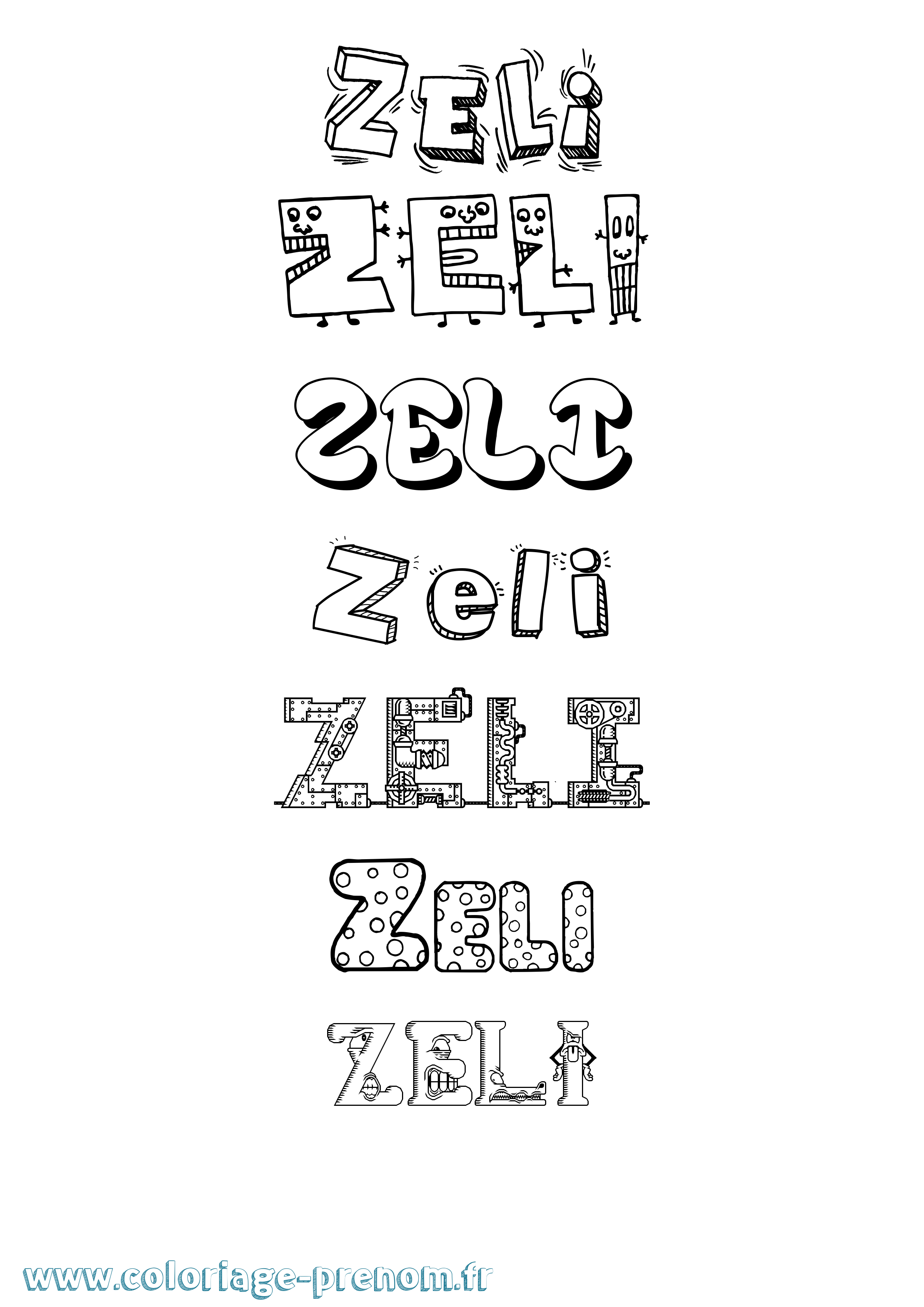 Coloriage Zeli Fun Coloriage prénom Zeli Fun