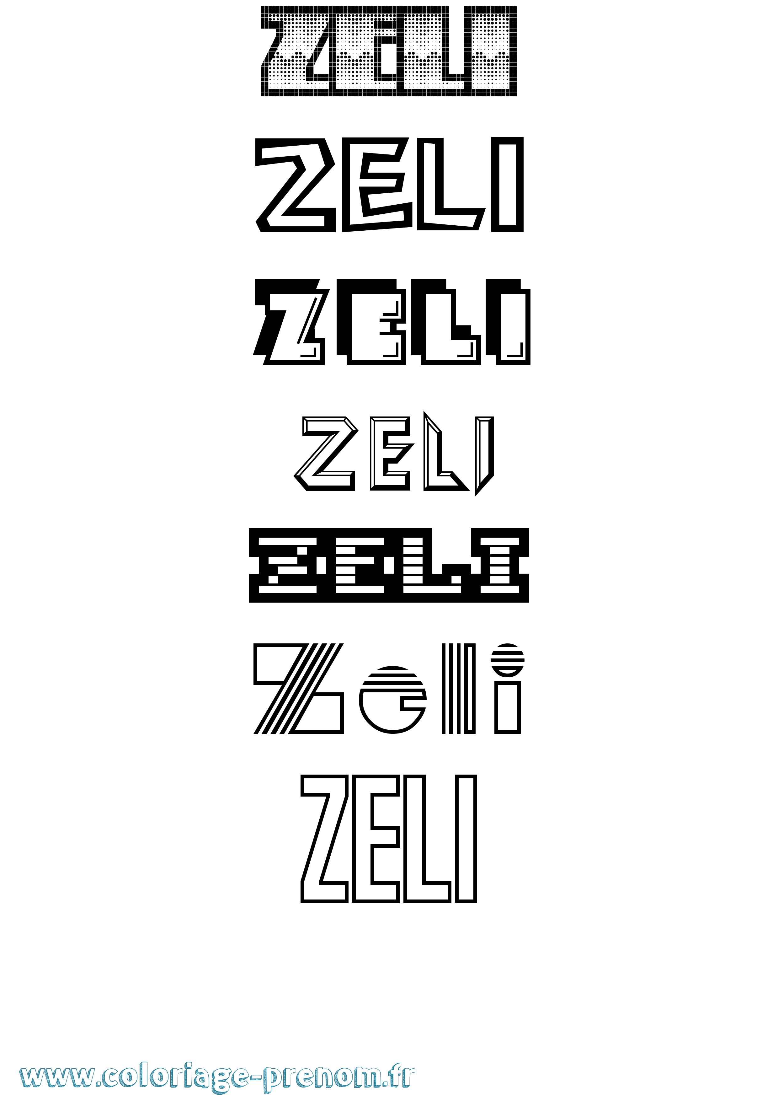 Coloriage Zeli Jeux Vidéos Coloriage prénom Zeli Jeux Vidéos