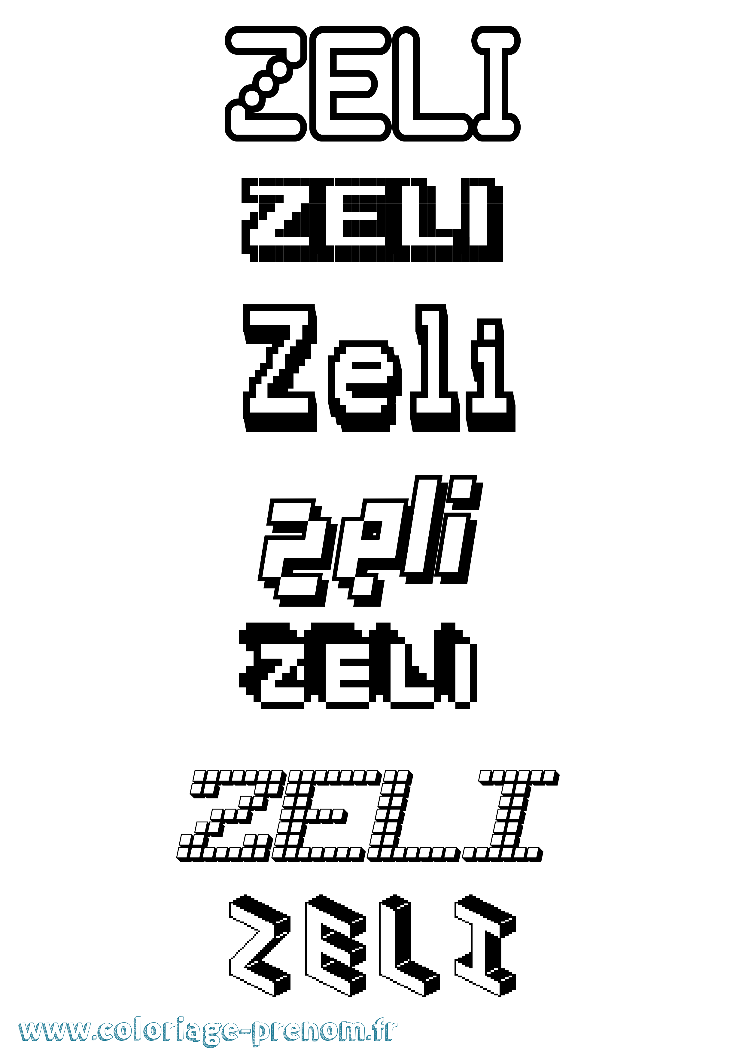 Coloriage Zeli Pixel Coloriage prénom Zeli Pixel