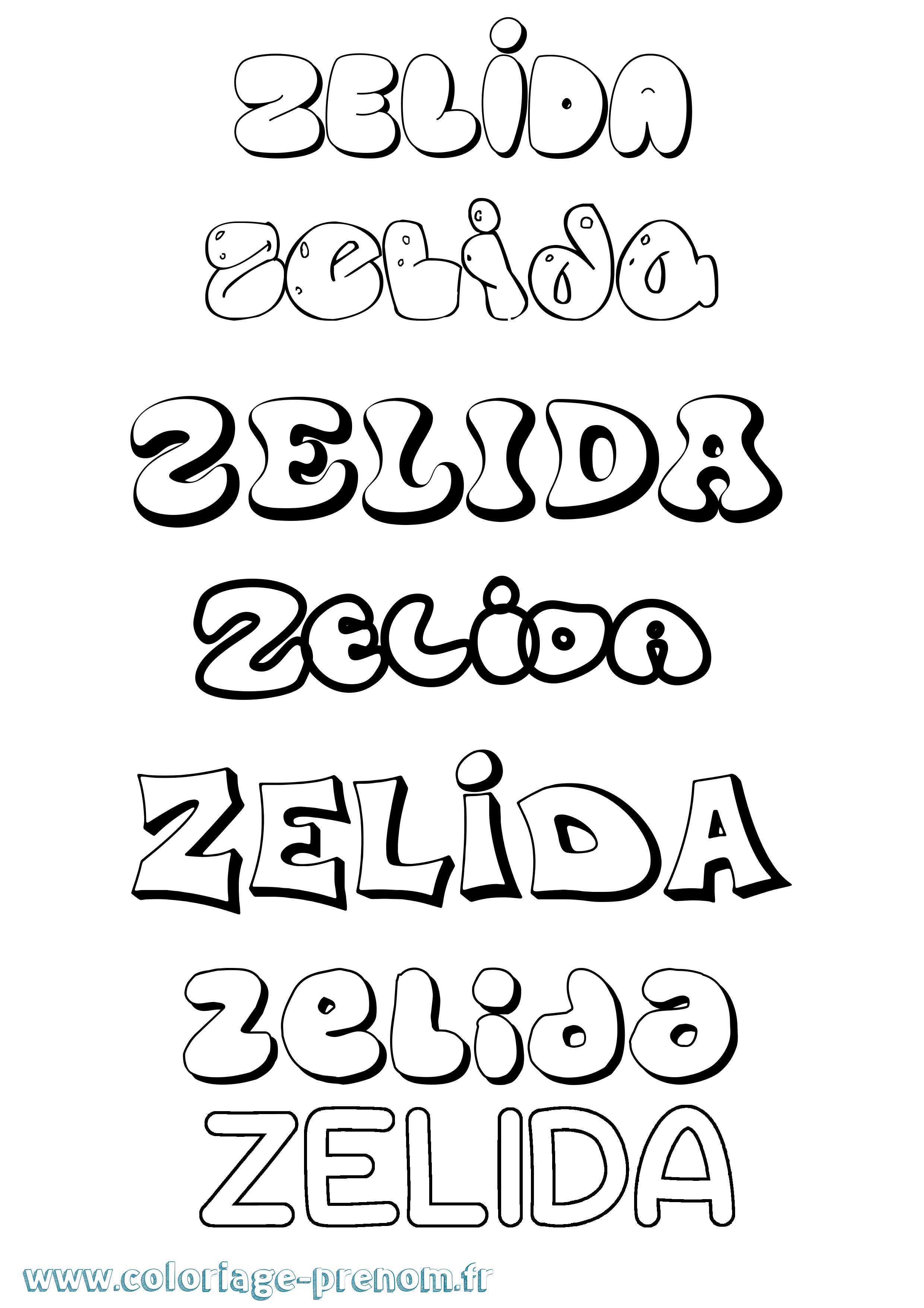Coloriage Zelida Bubble Coloriage prénom Zelida Bubble