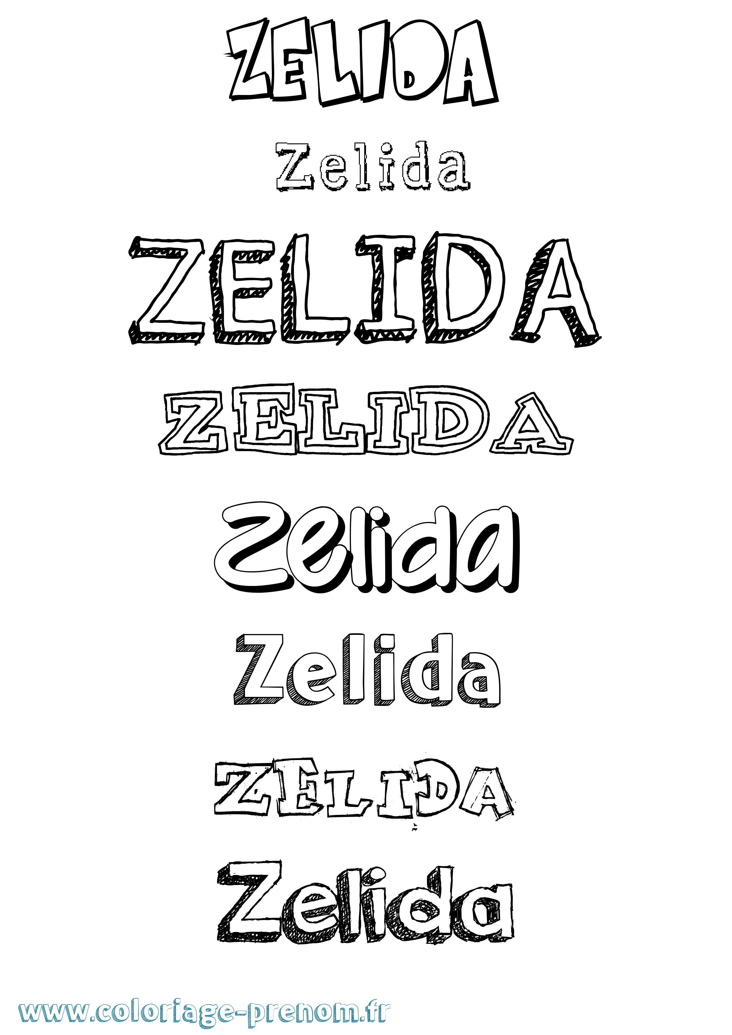 Coloriage Zelida Dessiné Coloriage prénom Zelida Dessiné