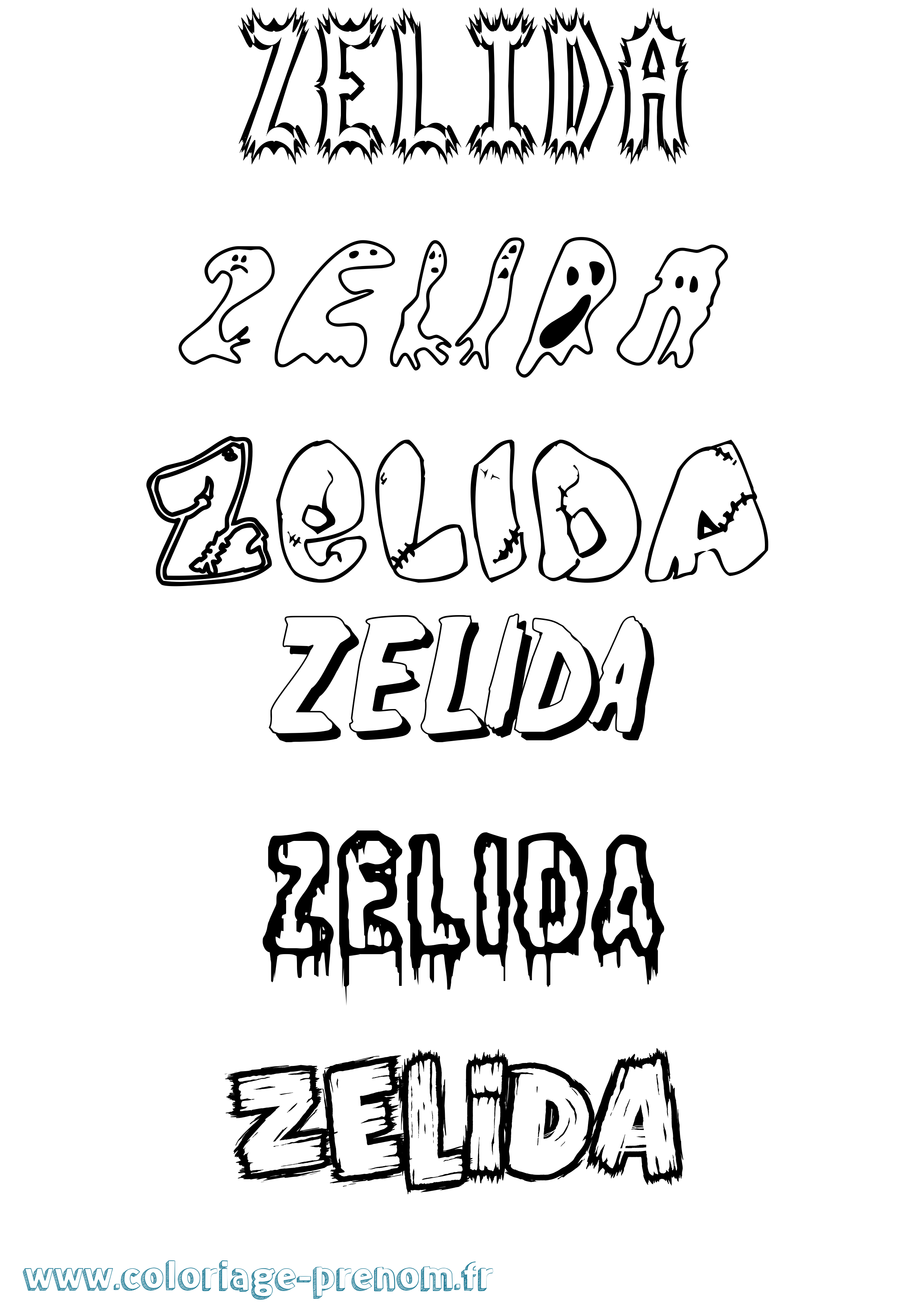 Coloriage Zelida Frisson Coloriage prénom Zelida Frisson