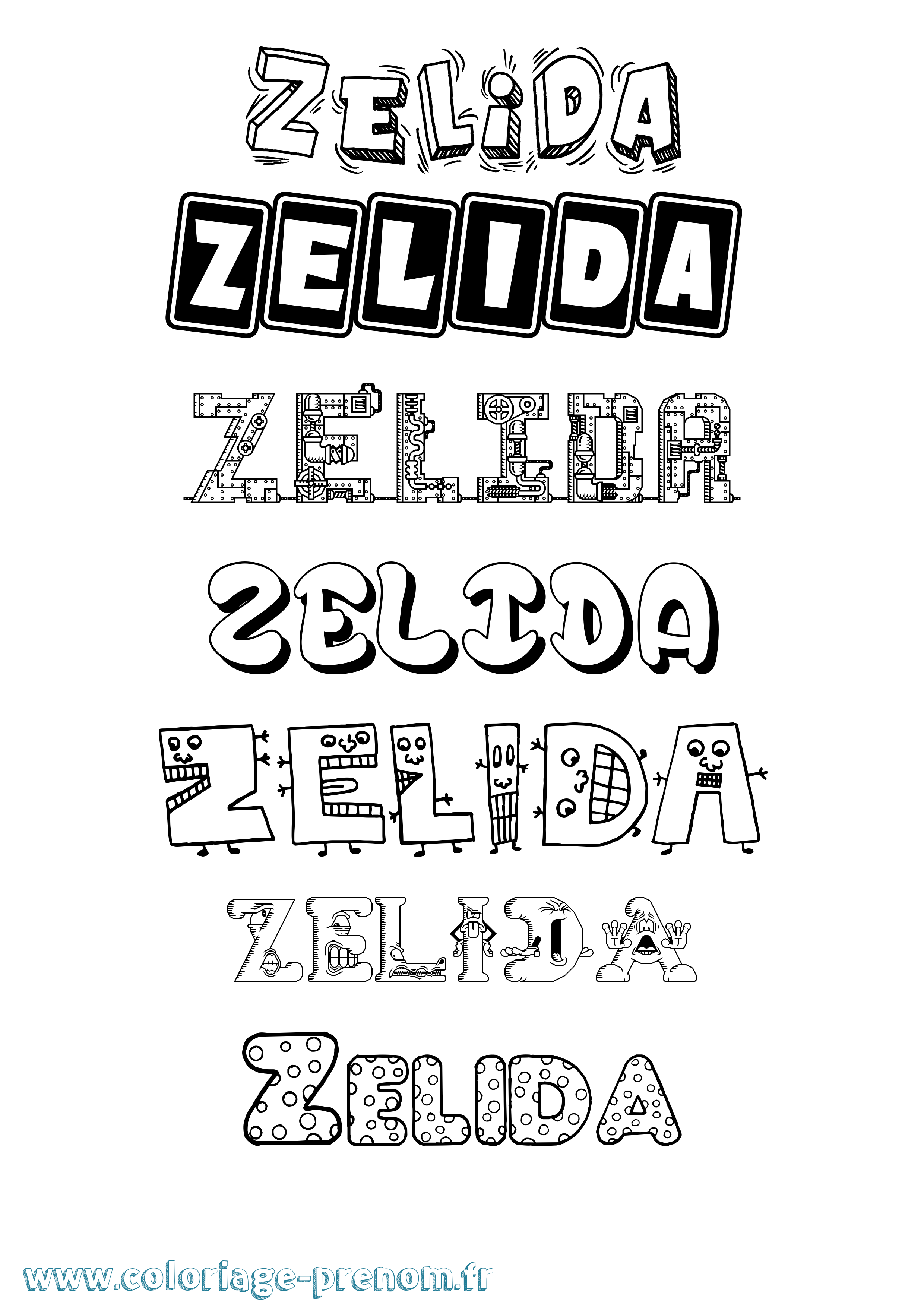 Coloriage Zelida Fun Coloriage prénom Zelida Fun
