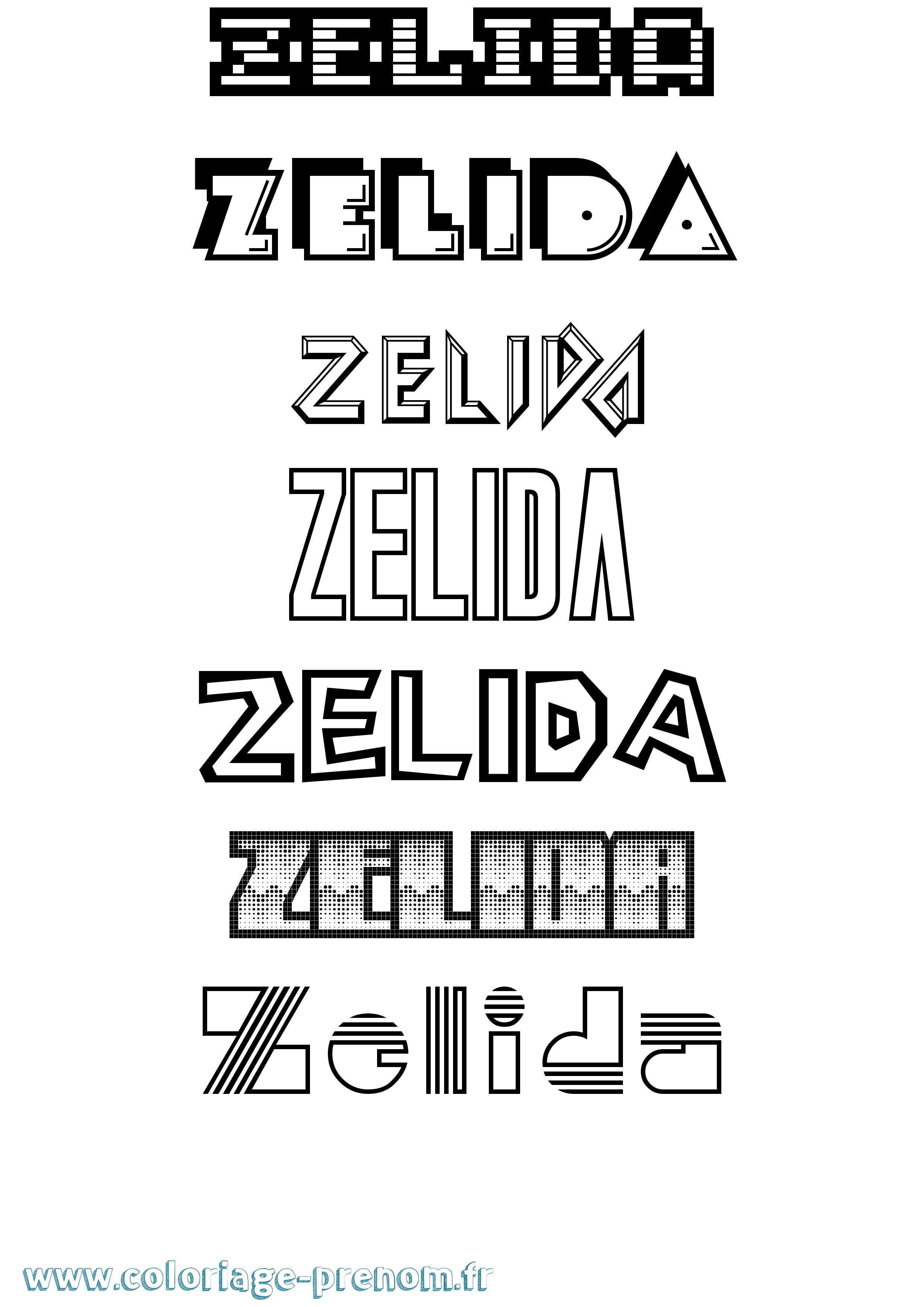 Coloriage Zelida Jeux Vidéos Coloriage prénom Zelida Jeux Vidéos