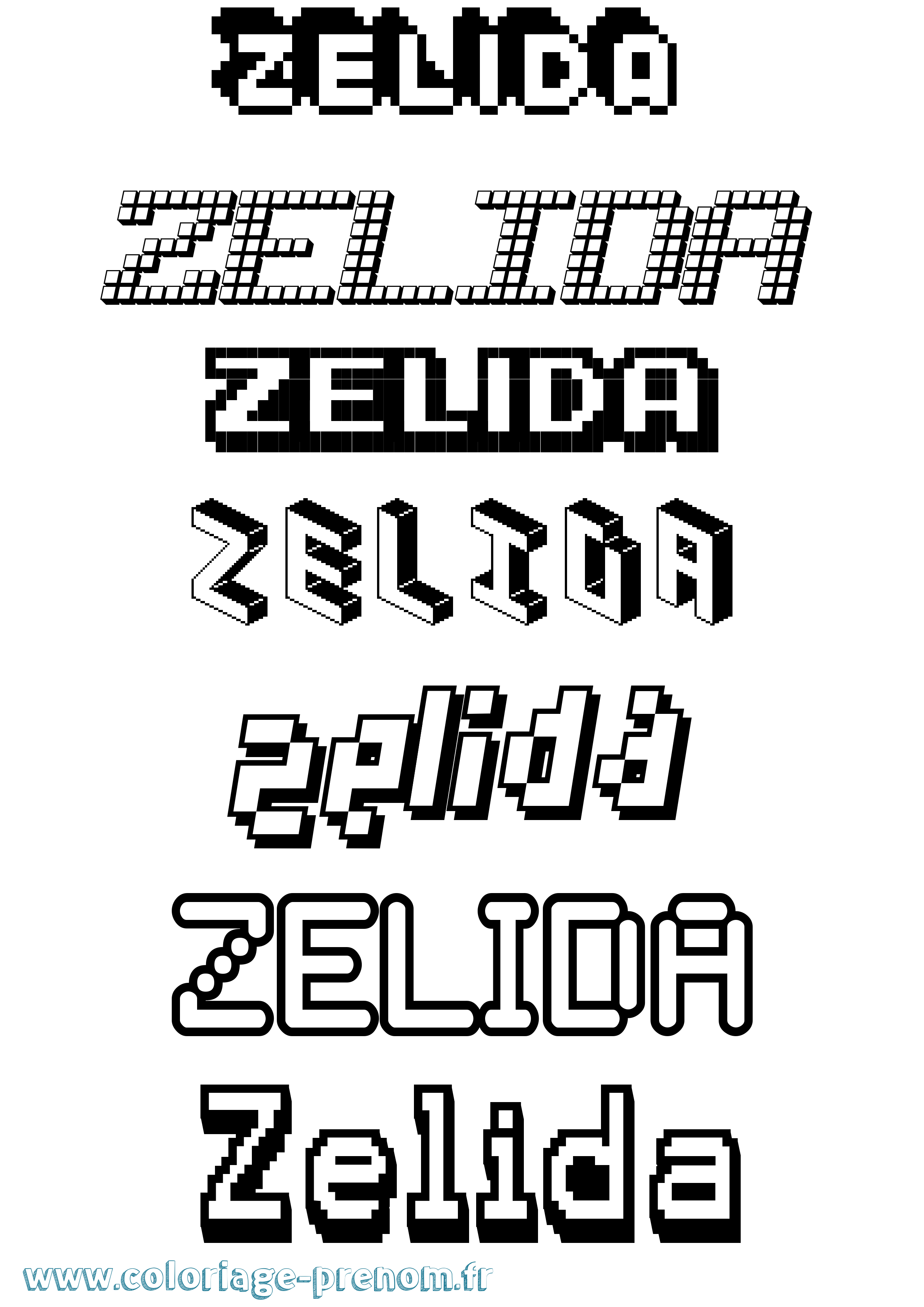Coloriage Zelida Pixel Coloriage prénom Zelida Pixel