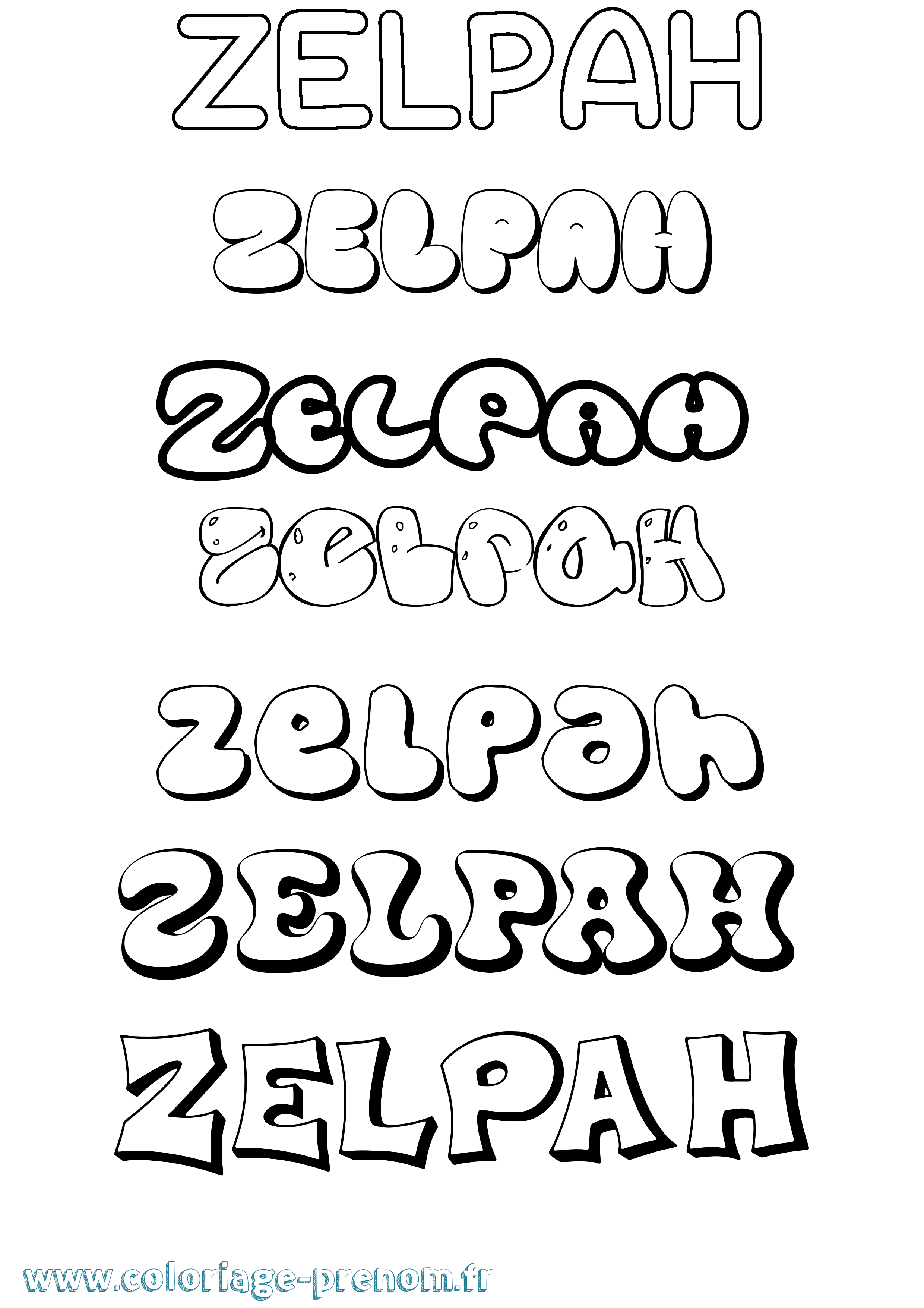 Coloriage Zelpah Bubble Coloriage prénom Zelpah Bubble