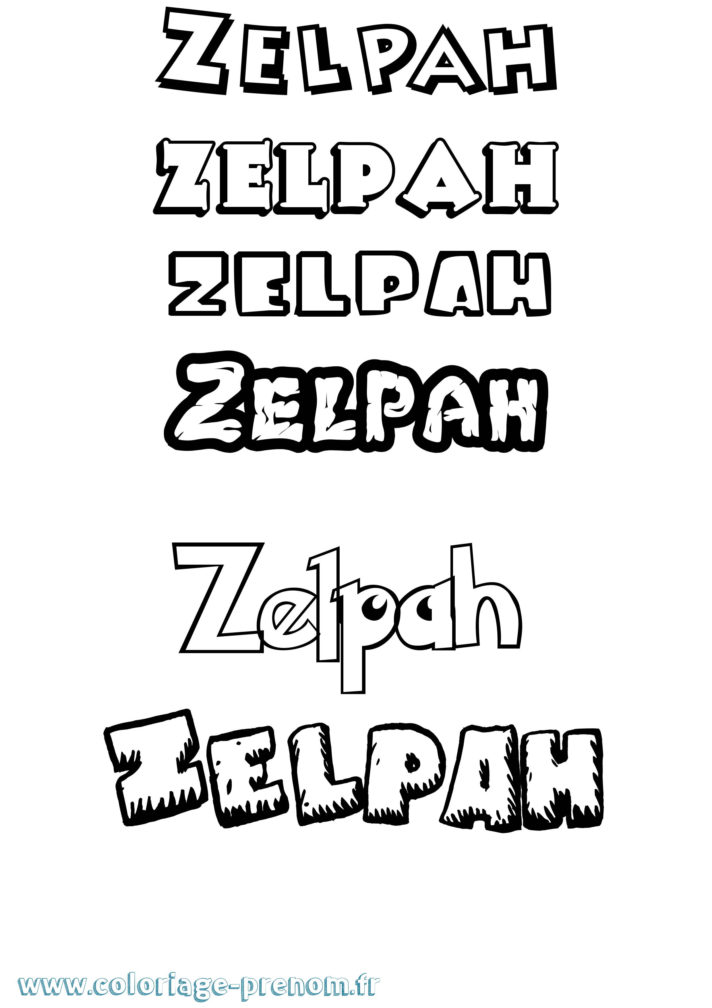 Coloriage Zelpah Dessin Animé Coloriage prénom Zelpah Dessin Animé