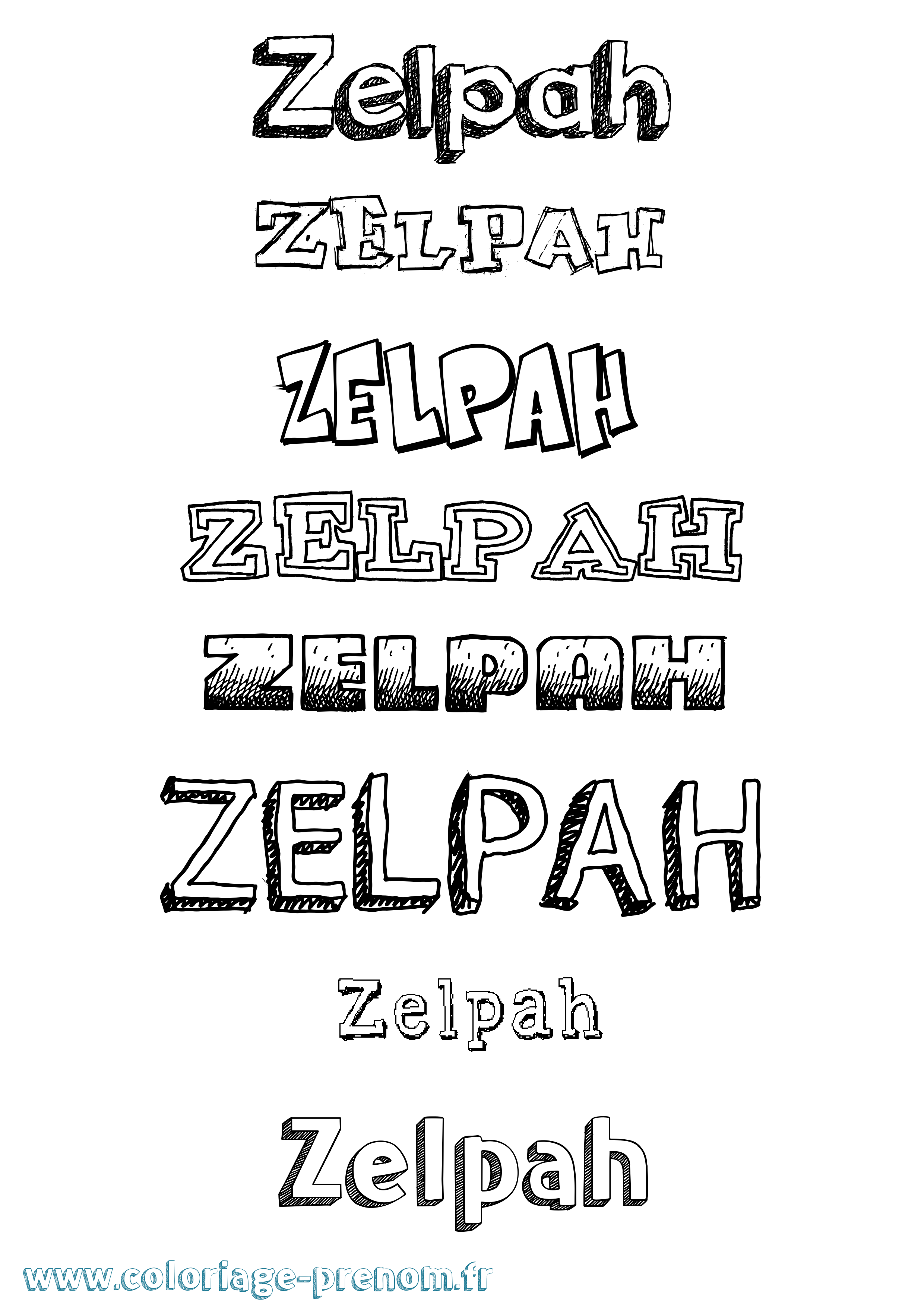 Coloriage Zelpah Dessiné Coloriage prénom Zelpah Dessiné