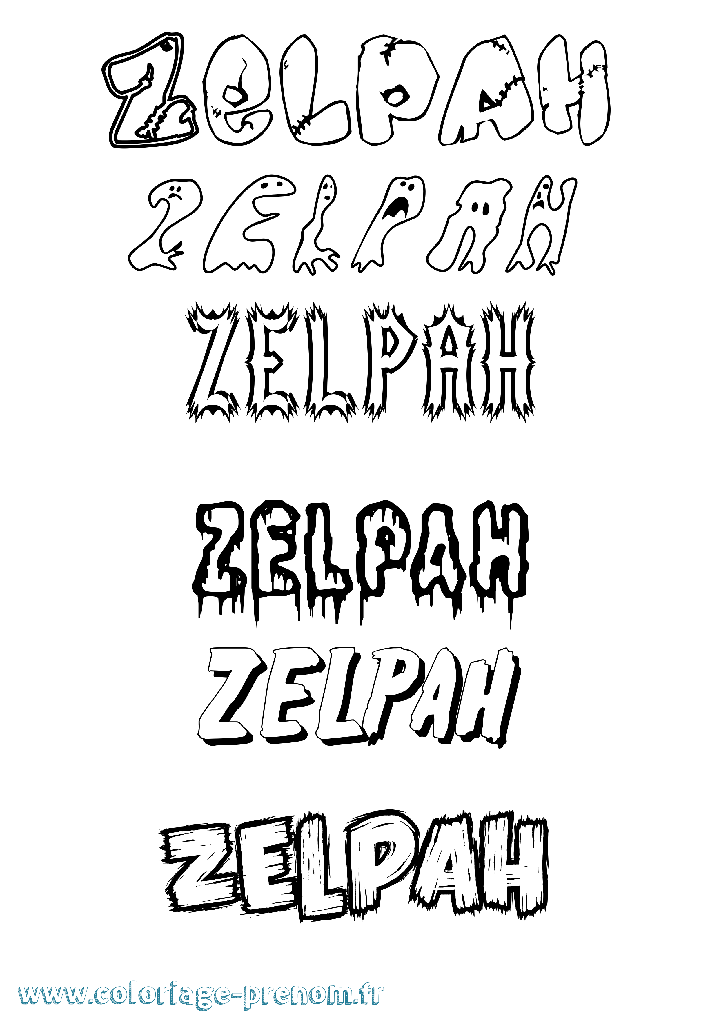 Coloriage Zelpah Frisson Coloriage prénom Zelpah Frisson