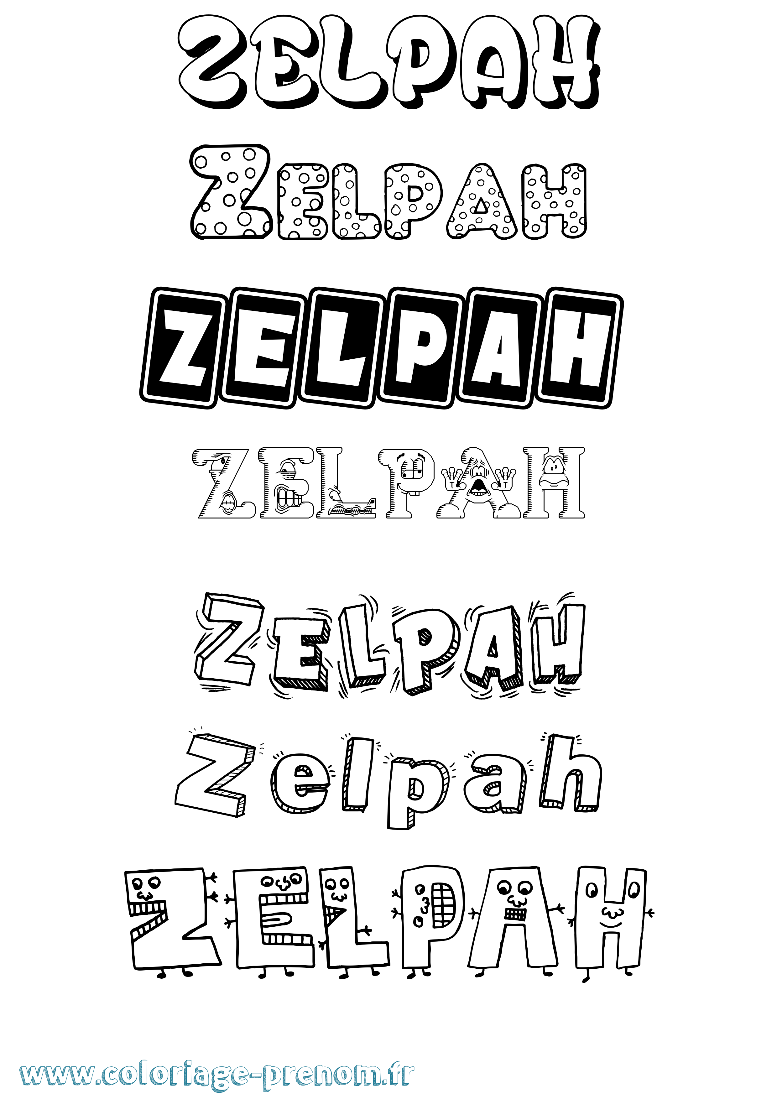 Coloriage Zelpah Fun Coloriage prénom Zelpah Fun