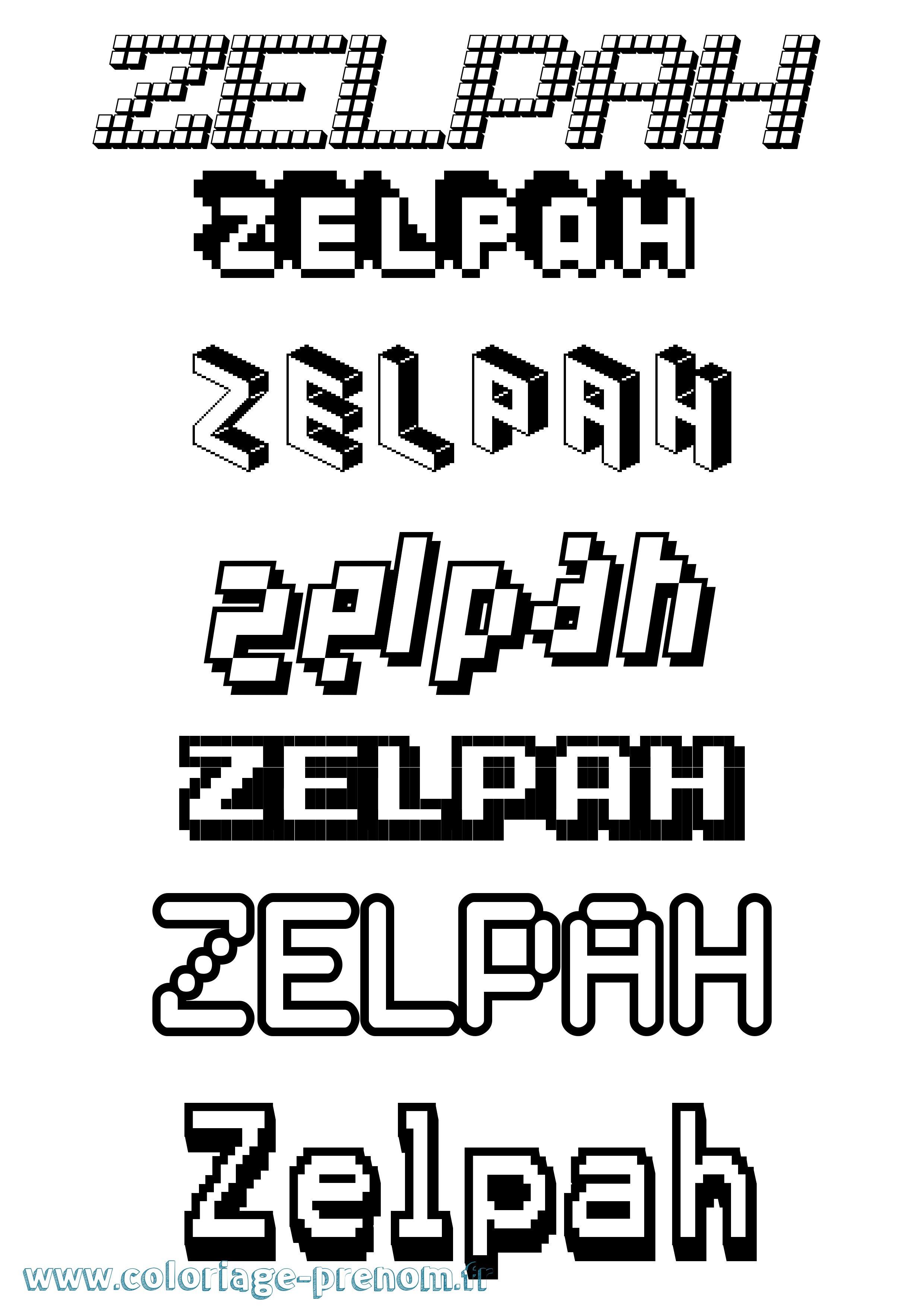 Coloriage Zelpah Pixel Coloriage prénom Zelpah Pixel