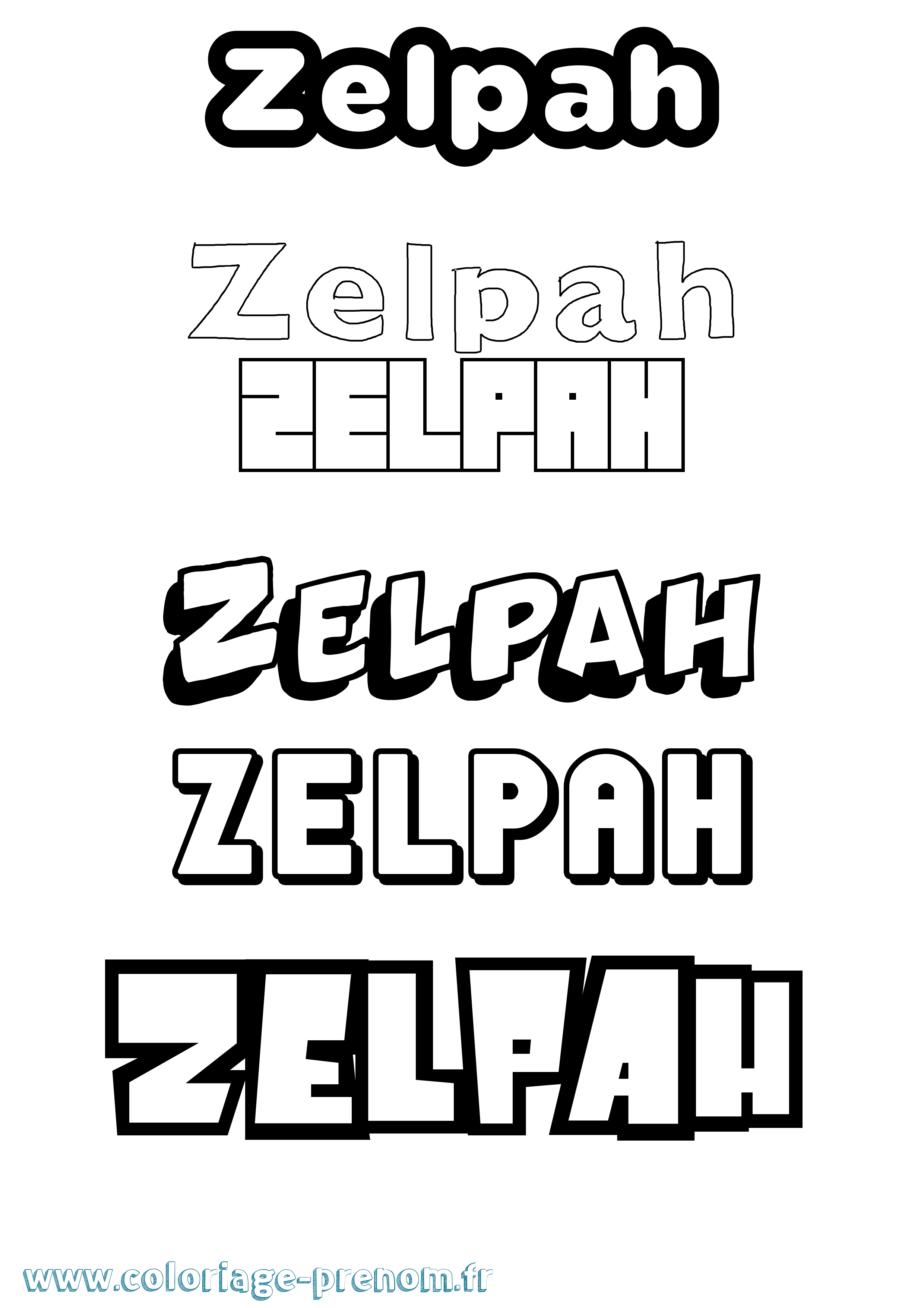 Coloriage Zelpah Simple Coloriage prénom Zelpah Simple