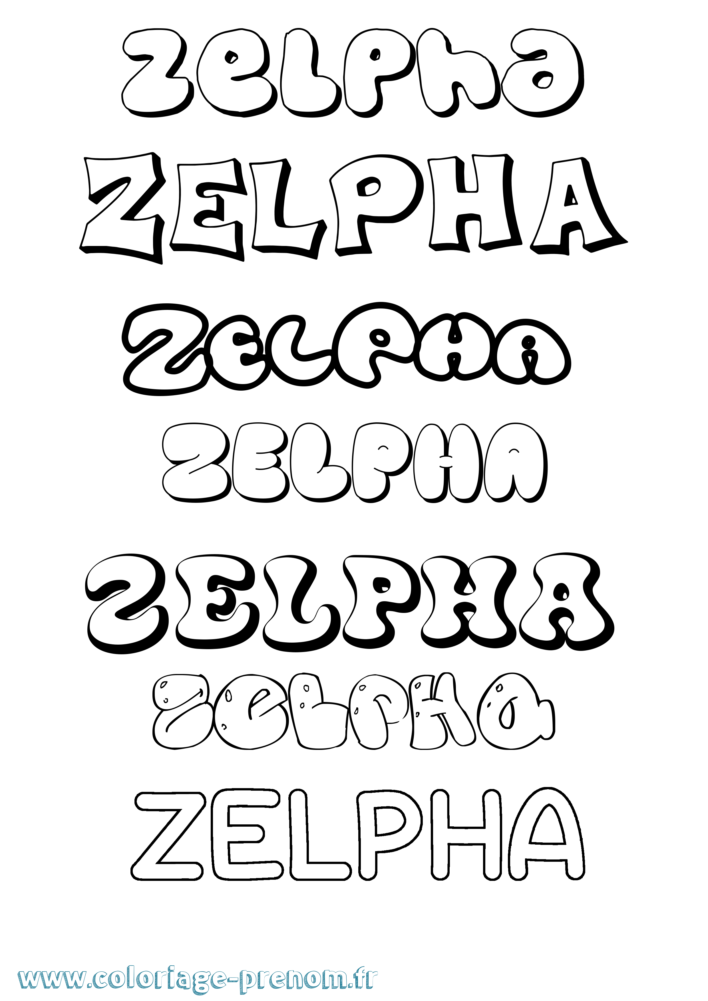 Coloriage Zelpha Bubble Coloriage prénom Zelpha Bubble