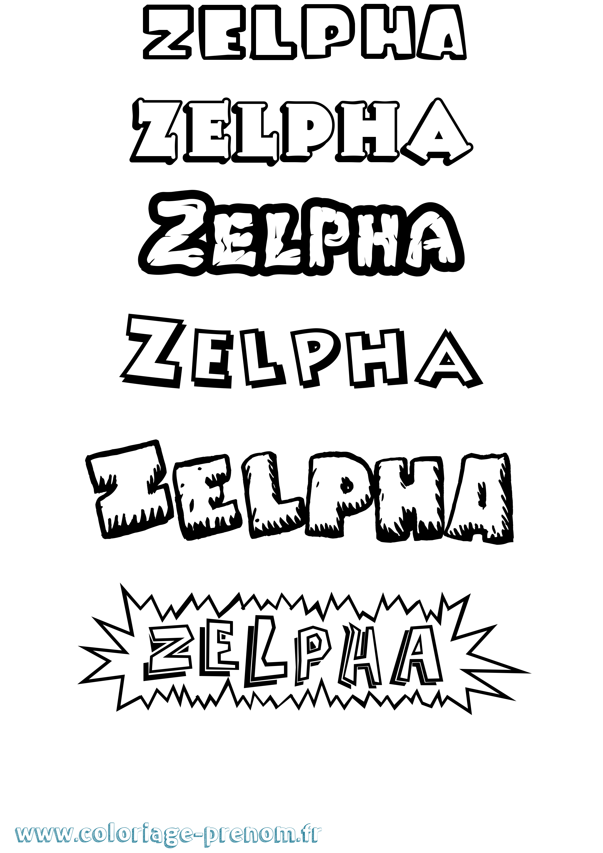 Coloriage Zelpha Dessin Animé Coloriage prénom Zelpha Dessin Animé