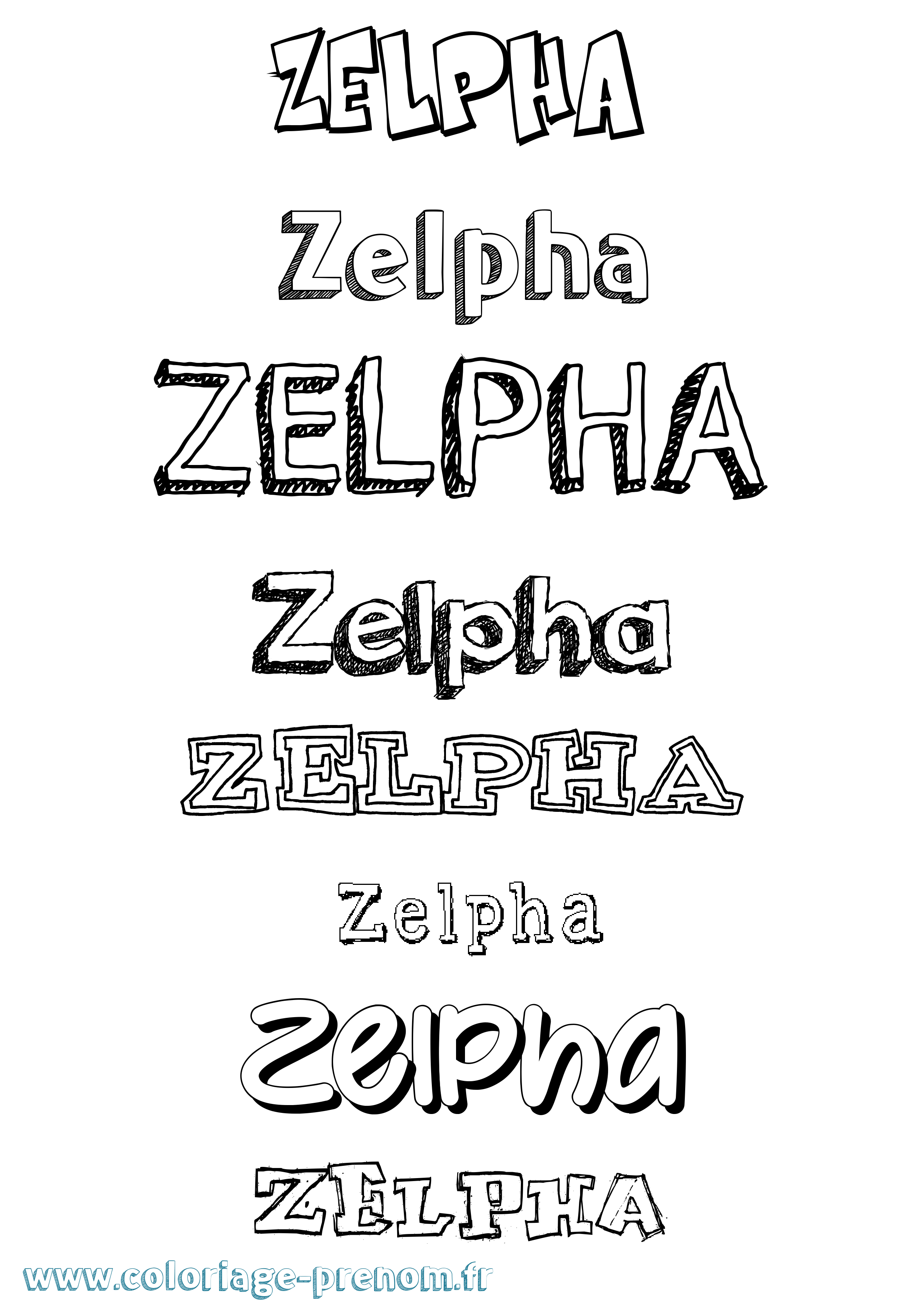 Coloriage Zelpha Dessiné Coloriage prénom Zelpha Dessiné