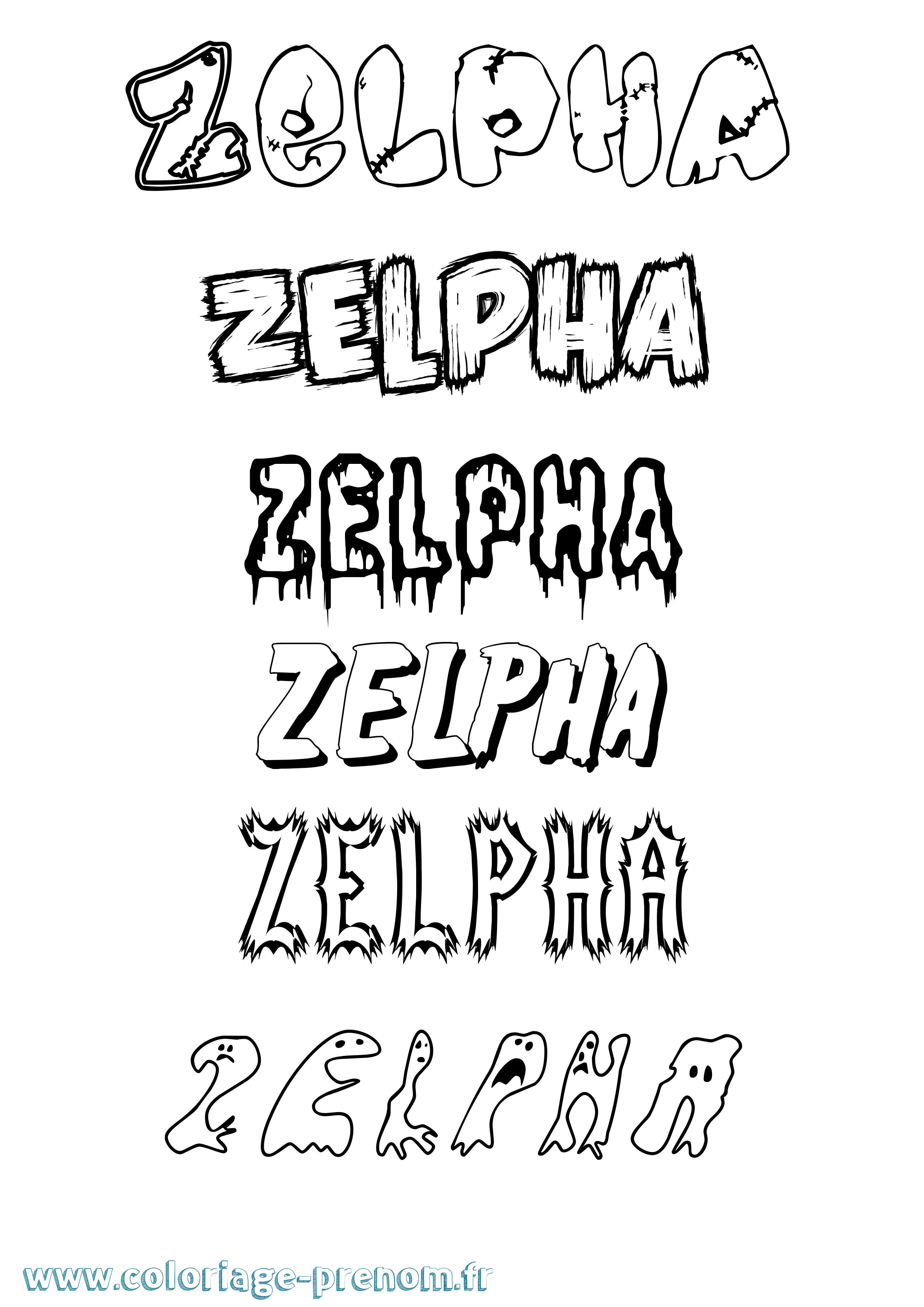 Coloriage Zelpha Frisson Coloriage prénom Zelpha Frisson