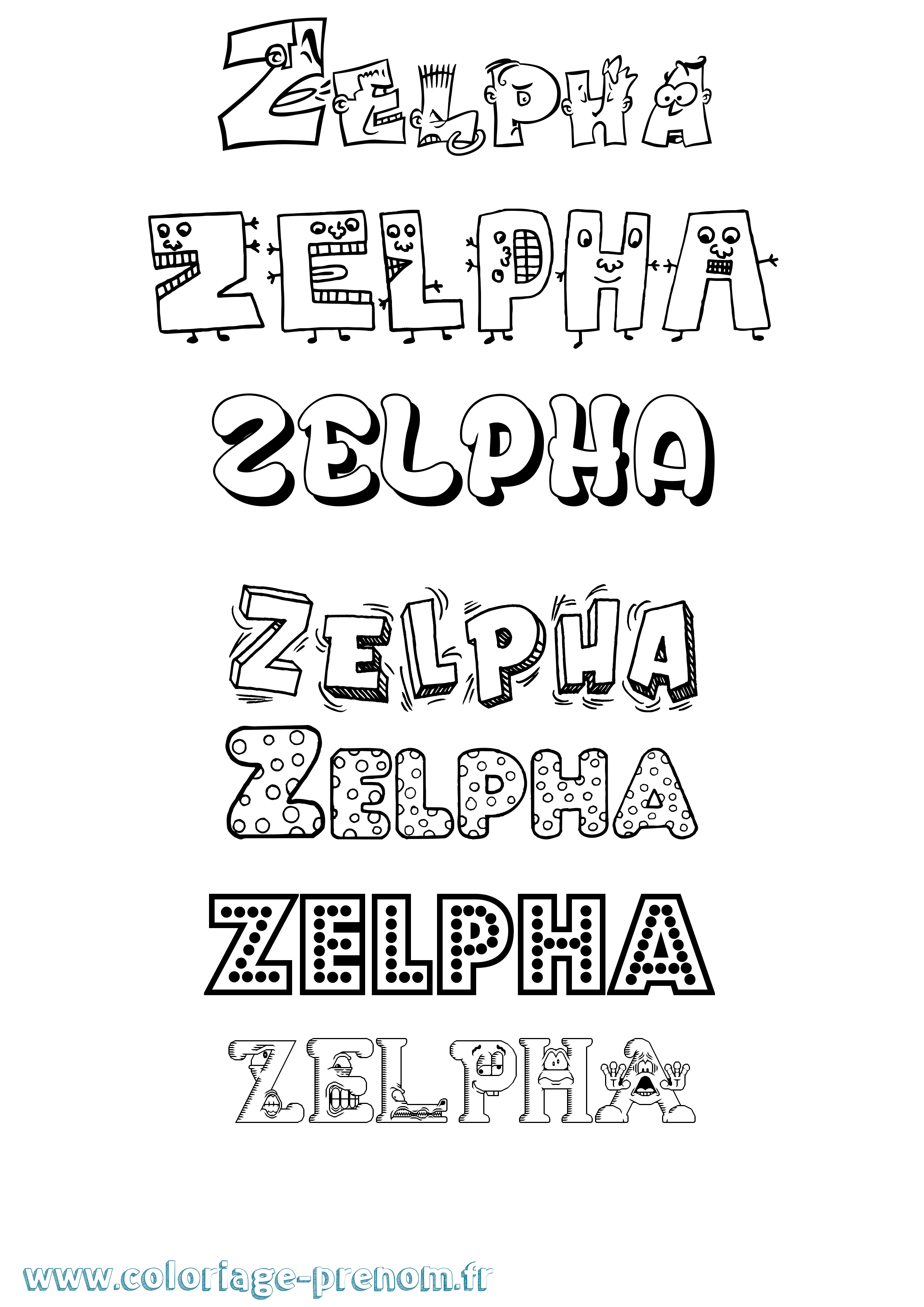 Coloriage Zelpha Fun Coloriage prénom Zelpha Fun