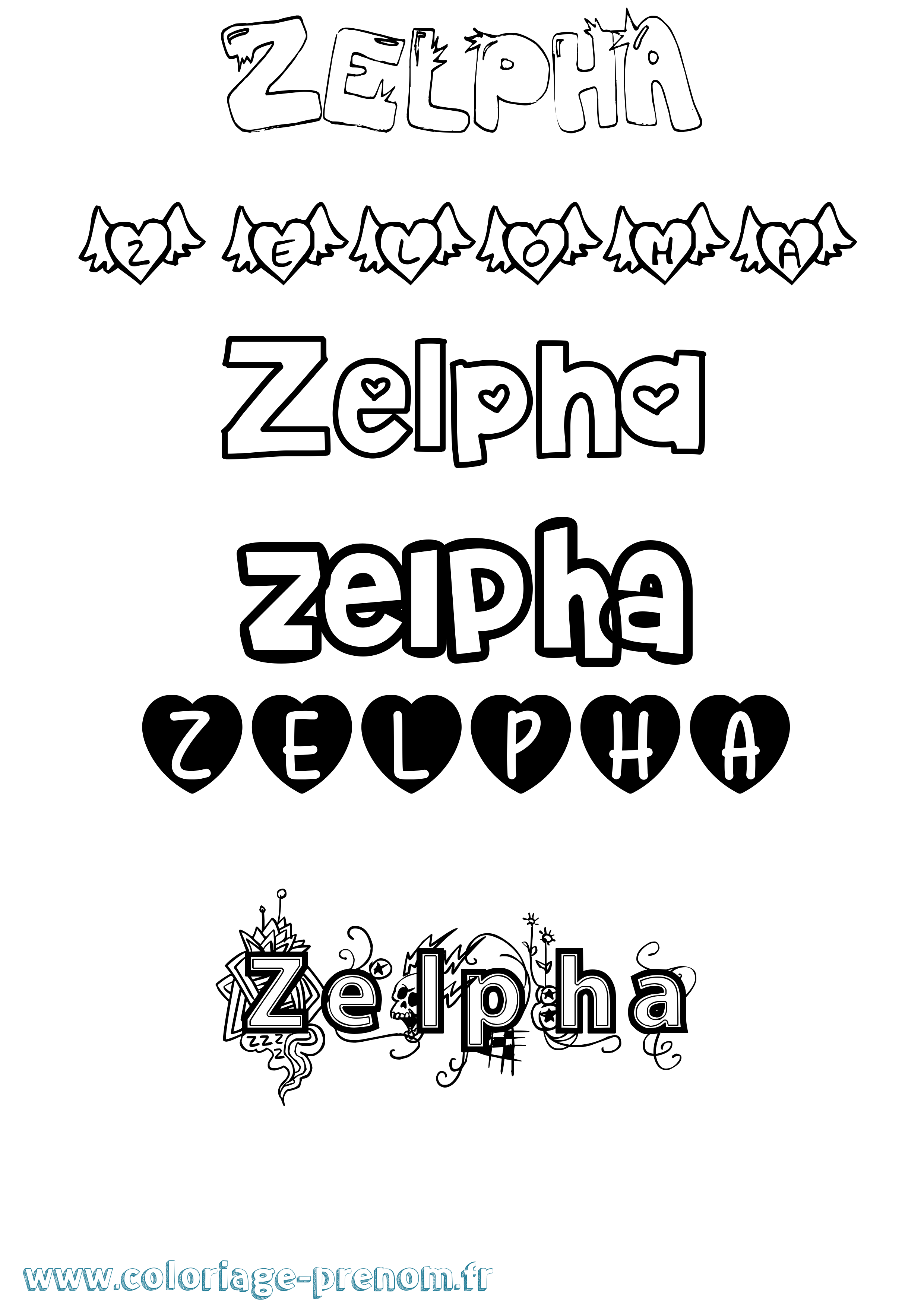Coloriage Zelpha Girly Coloriage prénom Zelpha Girly