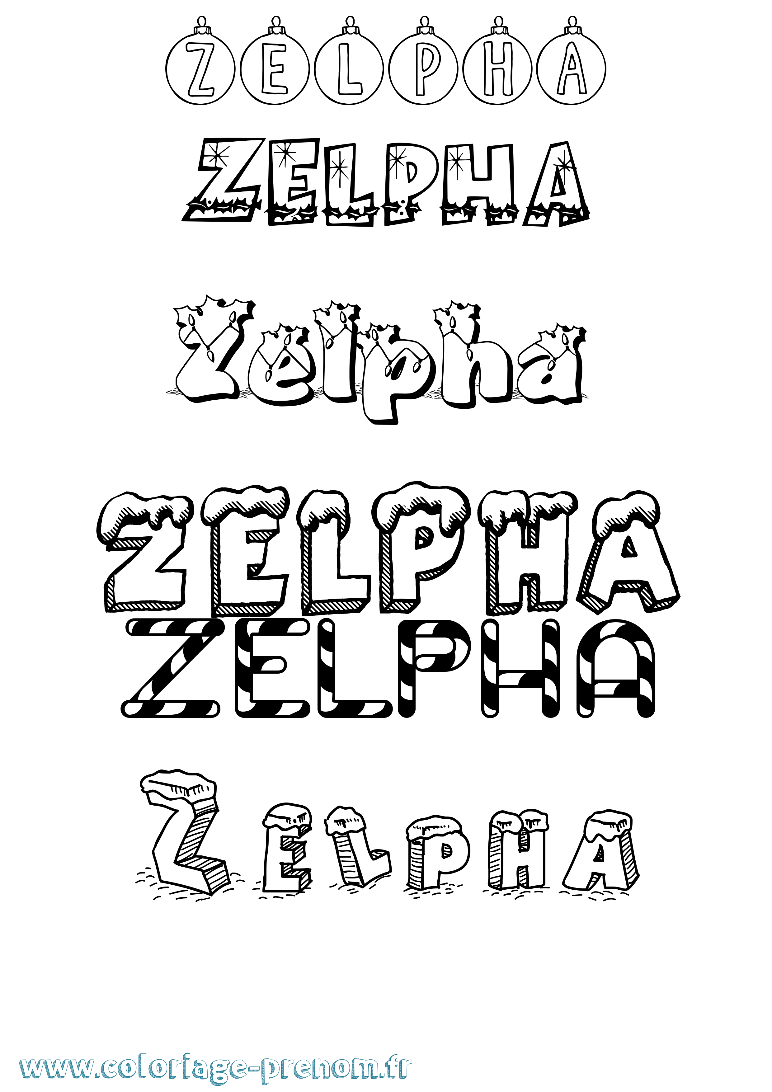 Coloriage Zelpha Noël Coloriage prénom Zelpha Noël