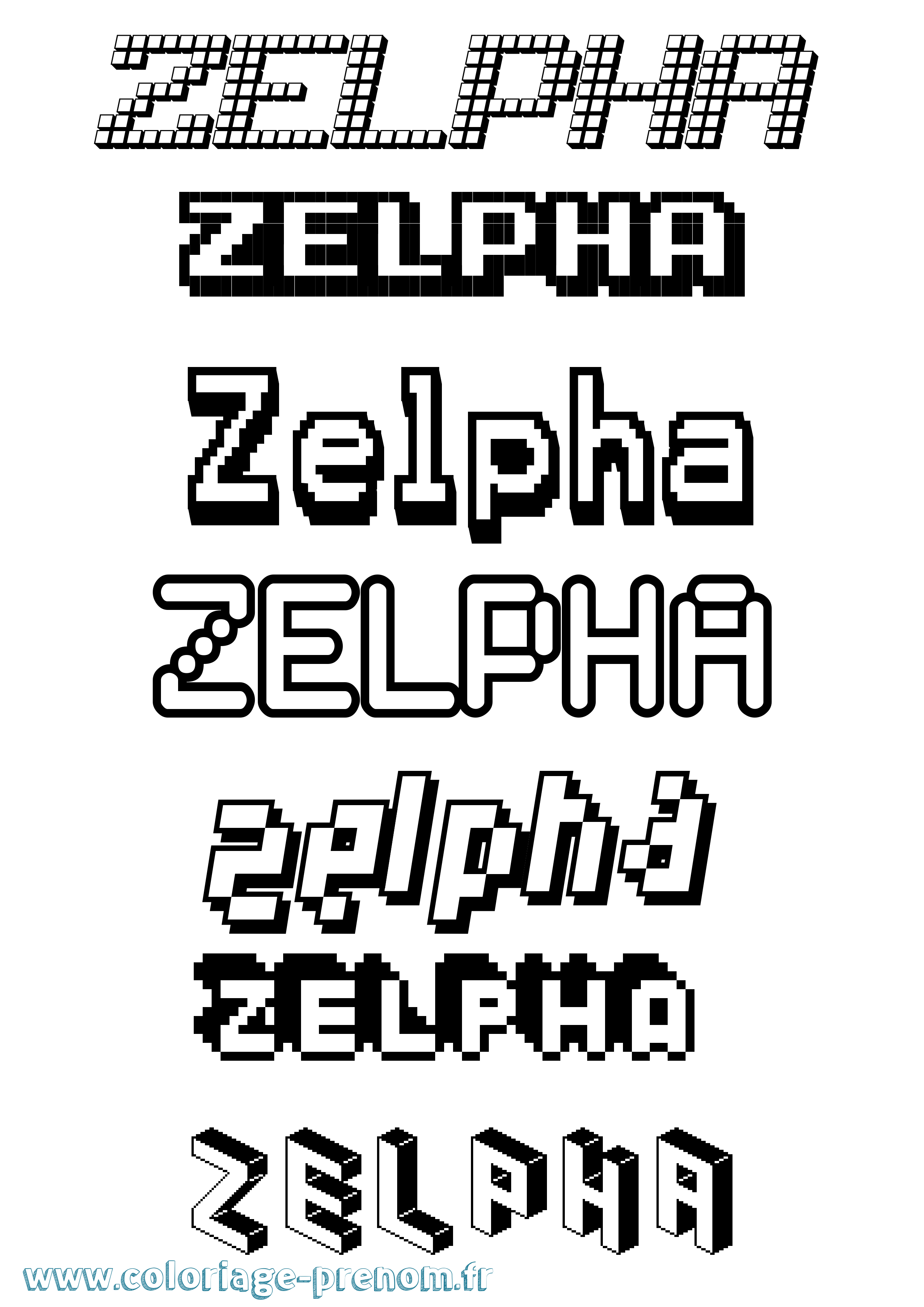Coloriage Zelpha Pixel Coloriage prénom Zelpha Pixel