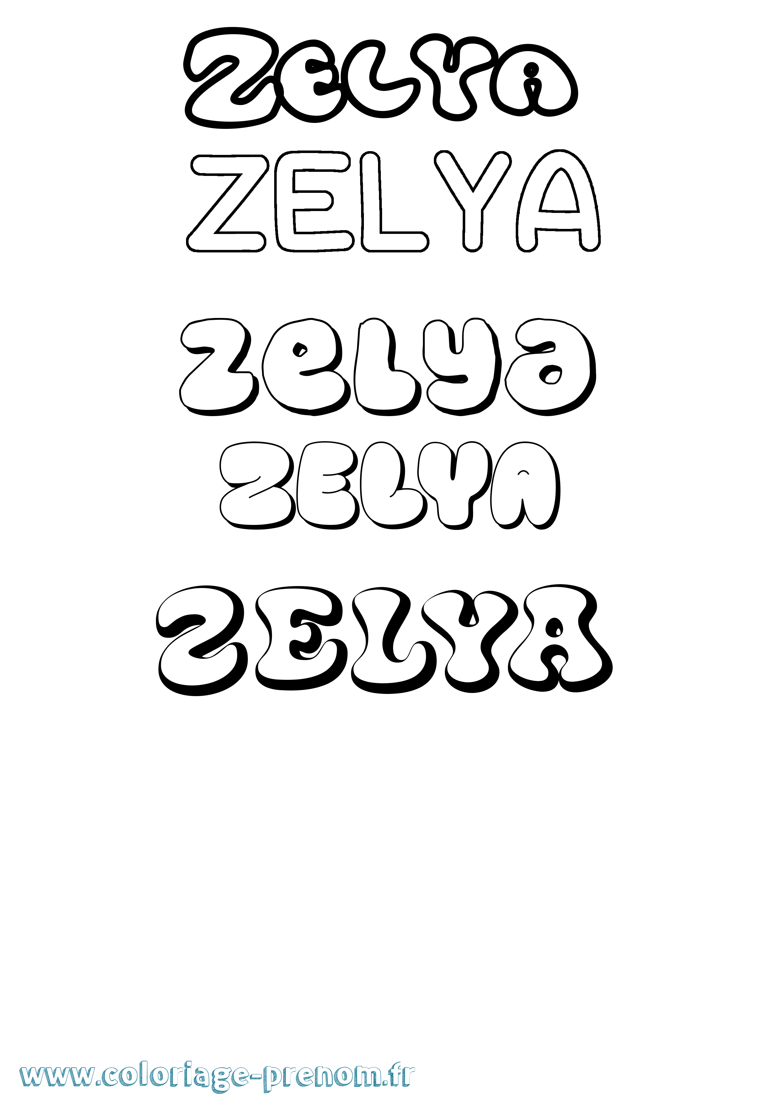 Coloriage Zelya Bubble Coloriage prénom Zelya Bubble
