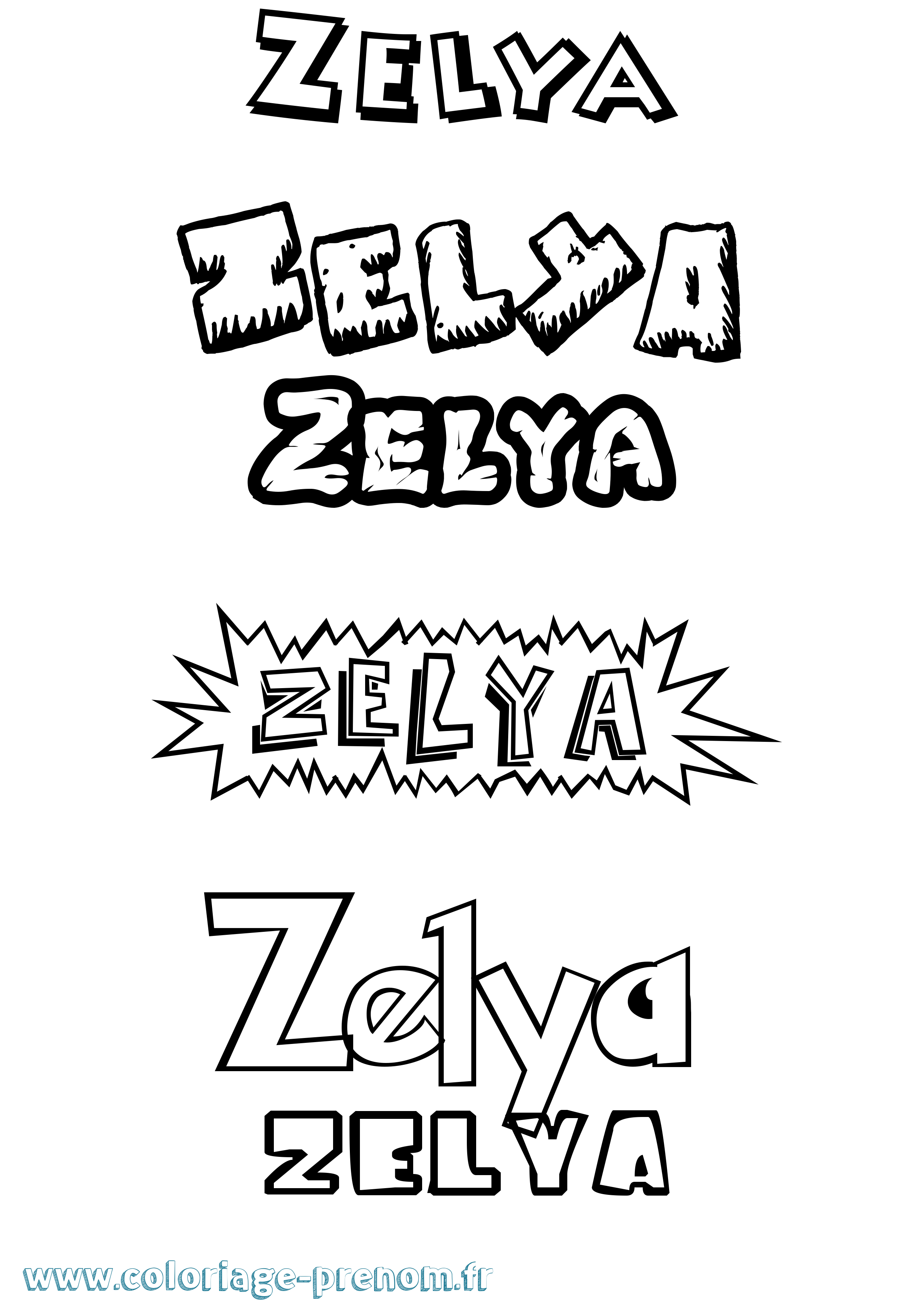 Coloriage Zelya Dessin Animé Coloriage prénom Zelya Dessin Animé
