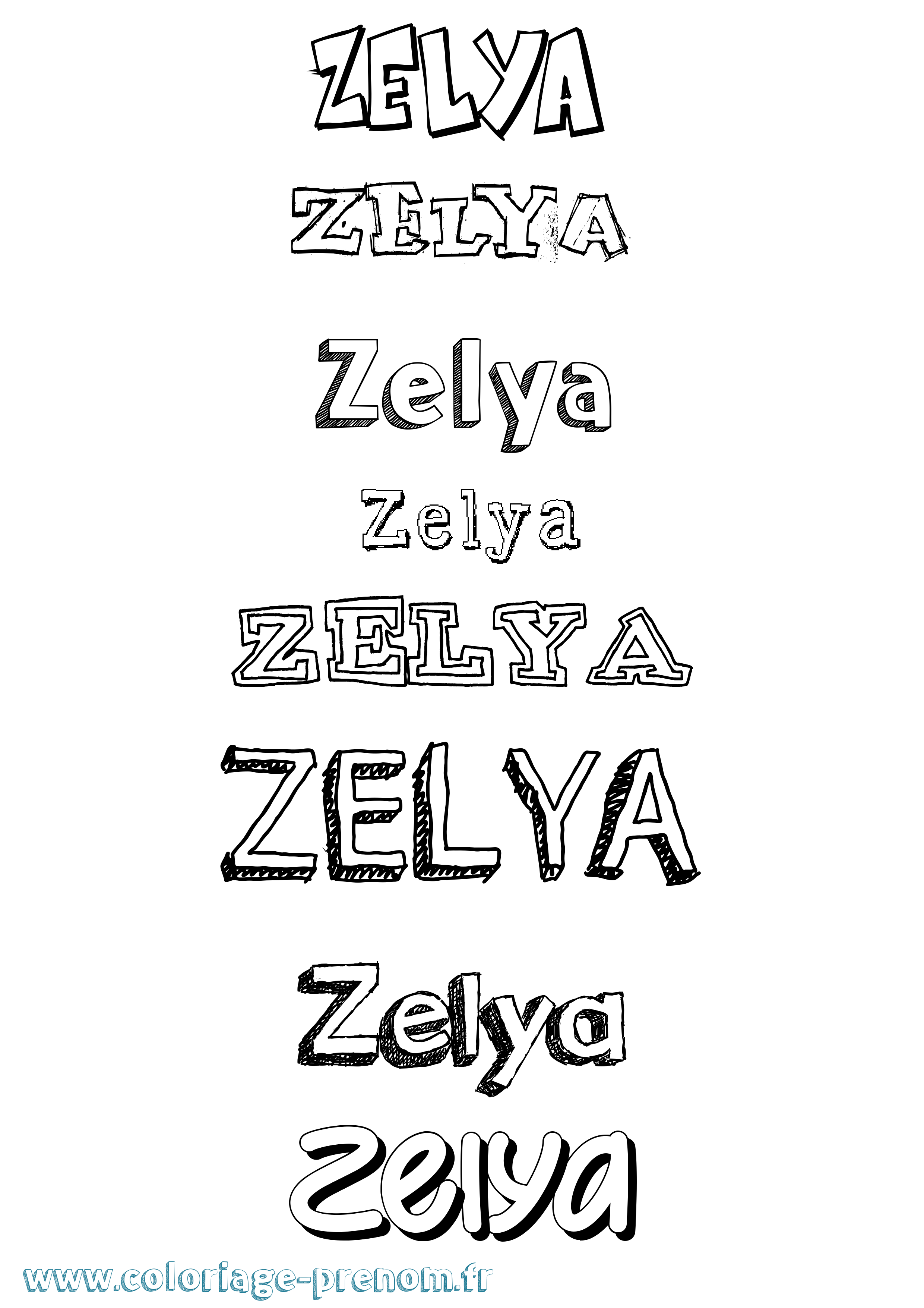 Coloriage Zelya Dessiné Coloriage prénom Zelya Dessiné