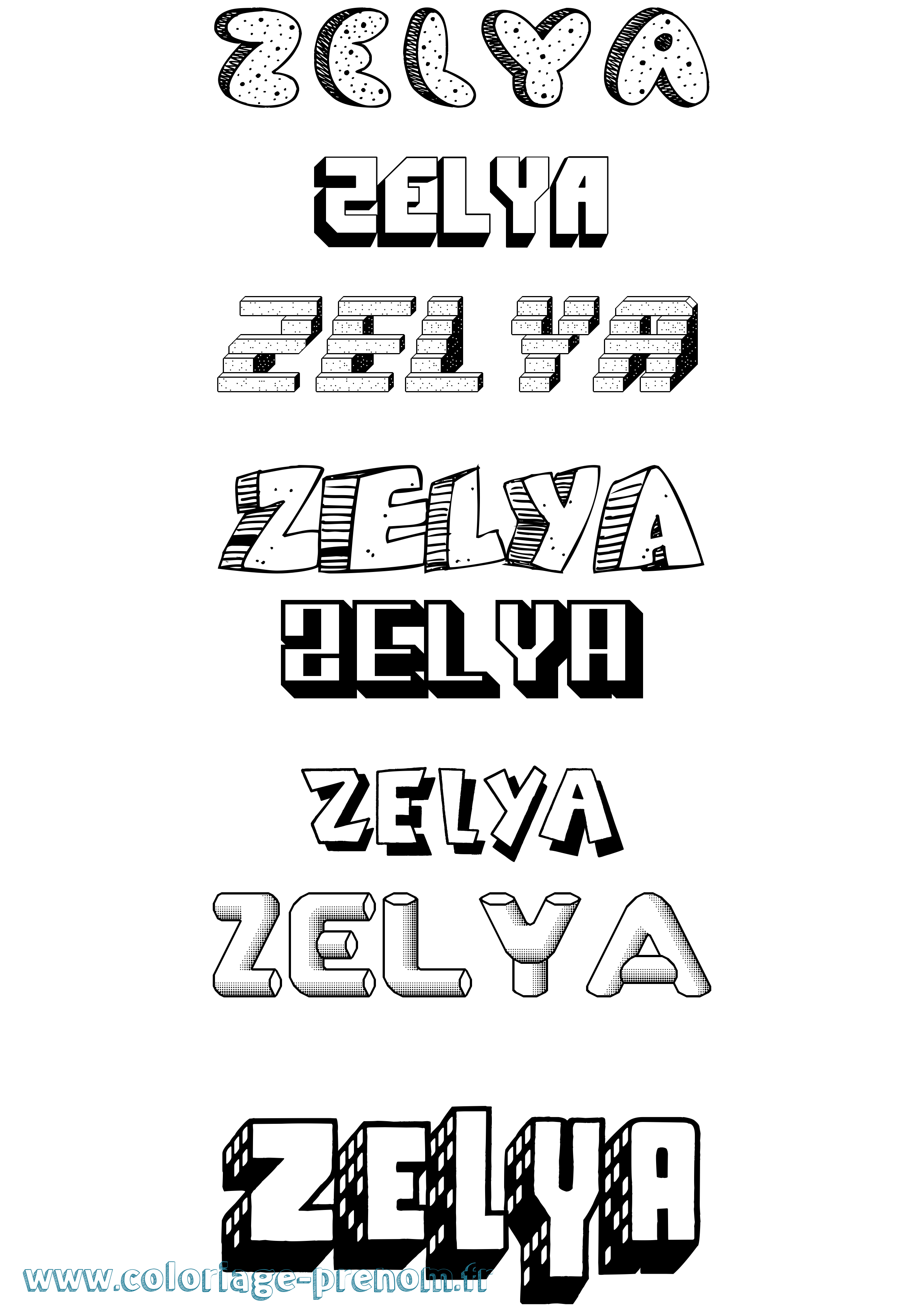 Coloriage Zelya Effet 3D Coloriage prénom Zelya Effet 3D