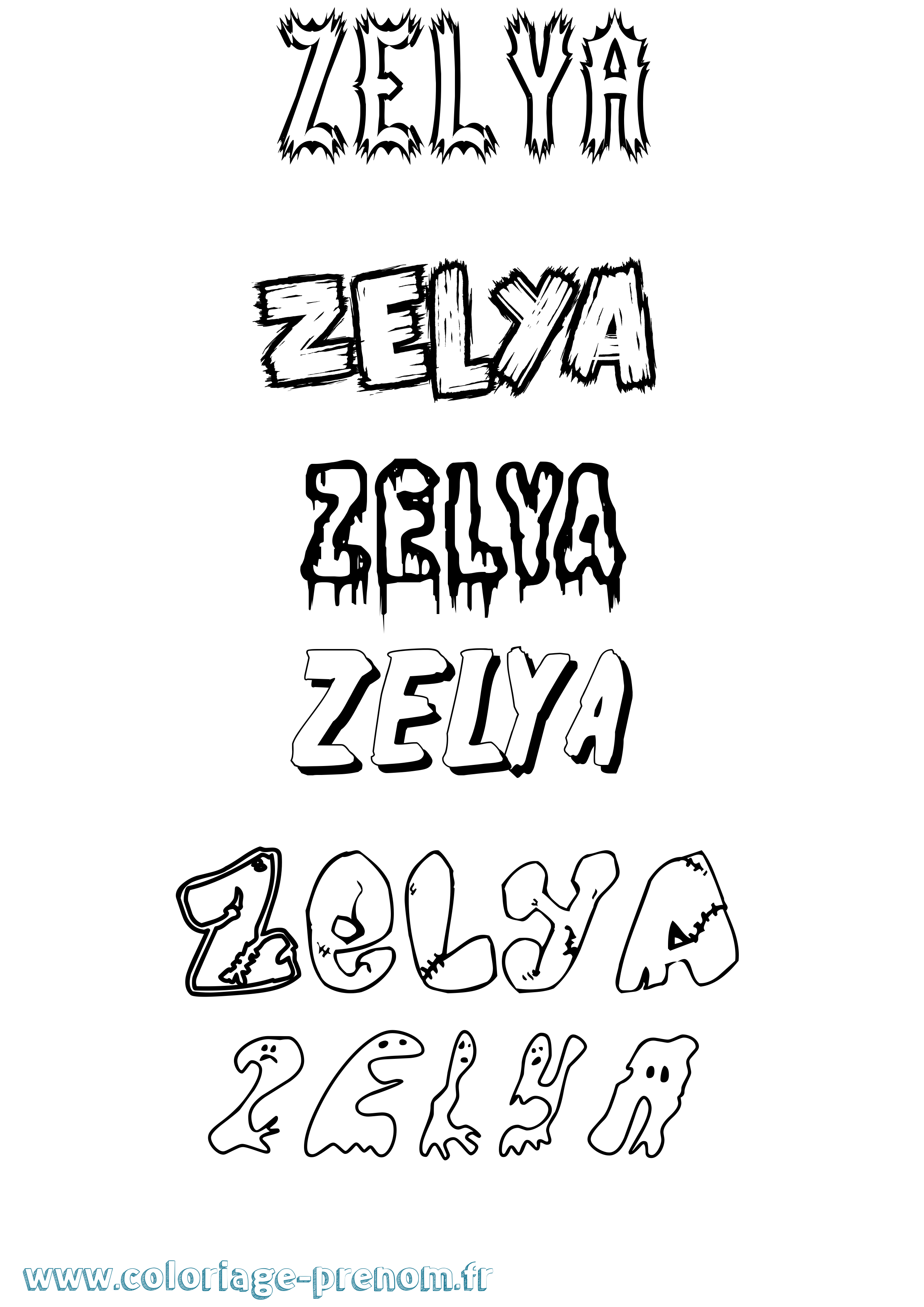 Coloriage Zelya Frisson Coloriage prénom Zelya Frisson