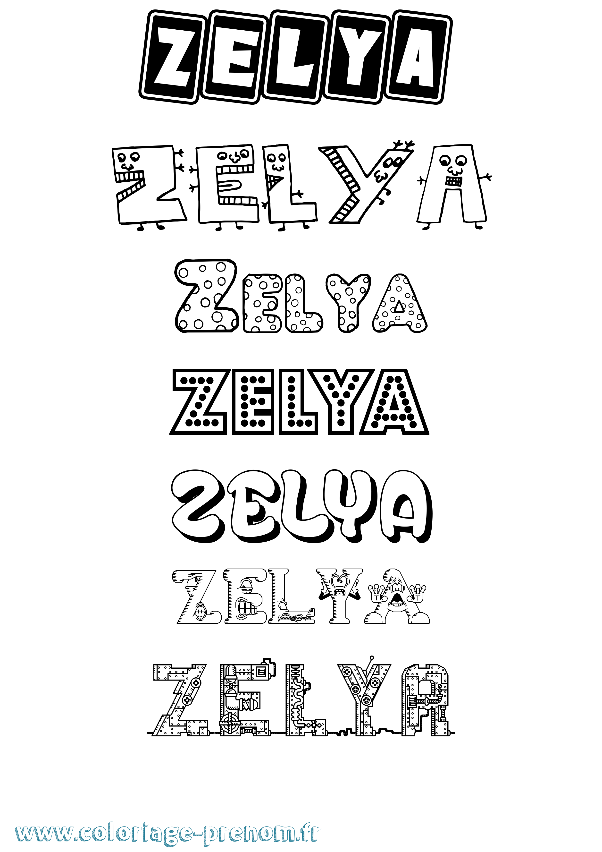 Coloriage Zelya Fun Coloriage prénom Zelya Fun