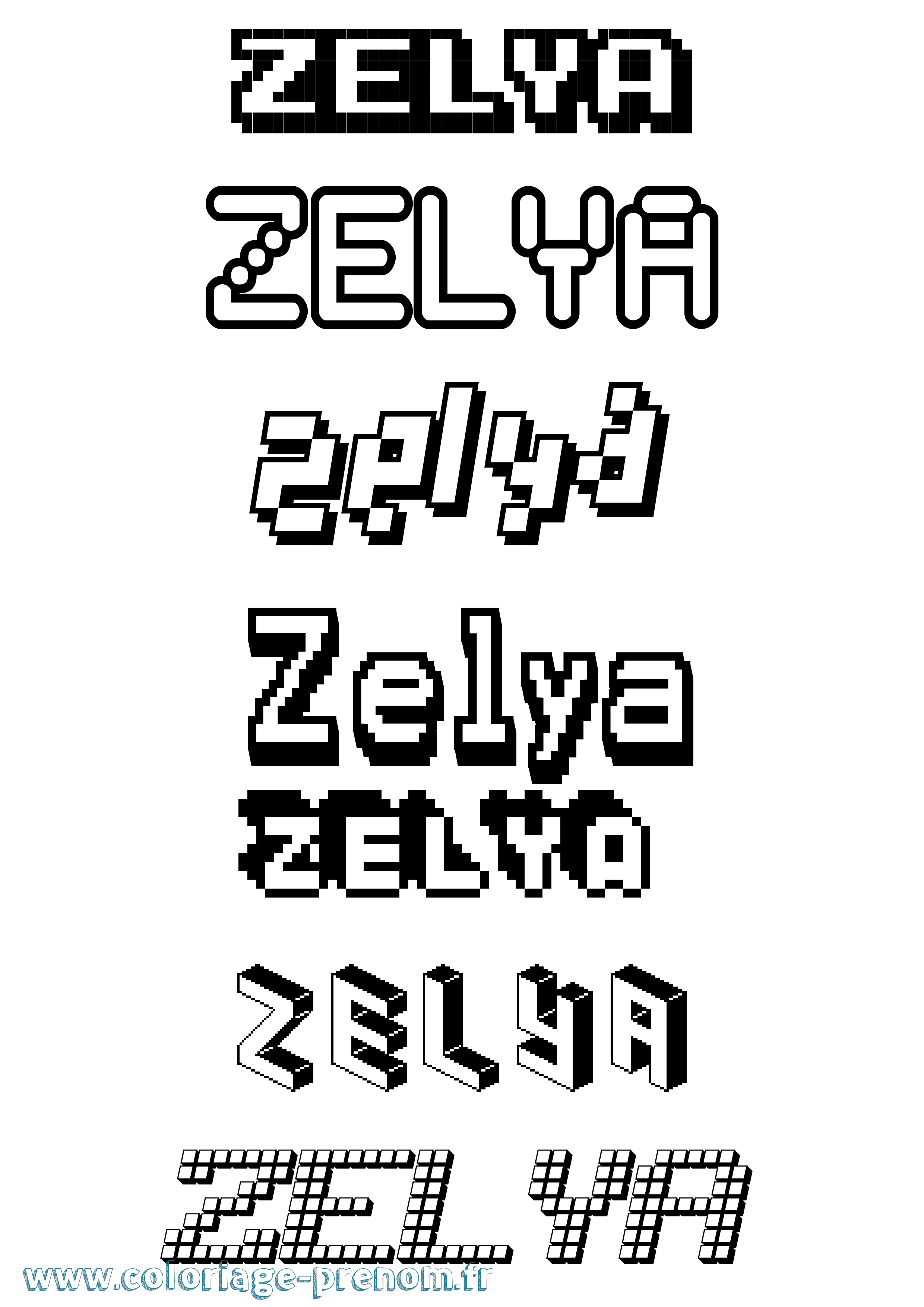 Coloriage Zelya Pixel Coloriage prénom Zelya Pixel