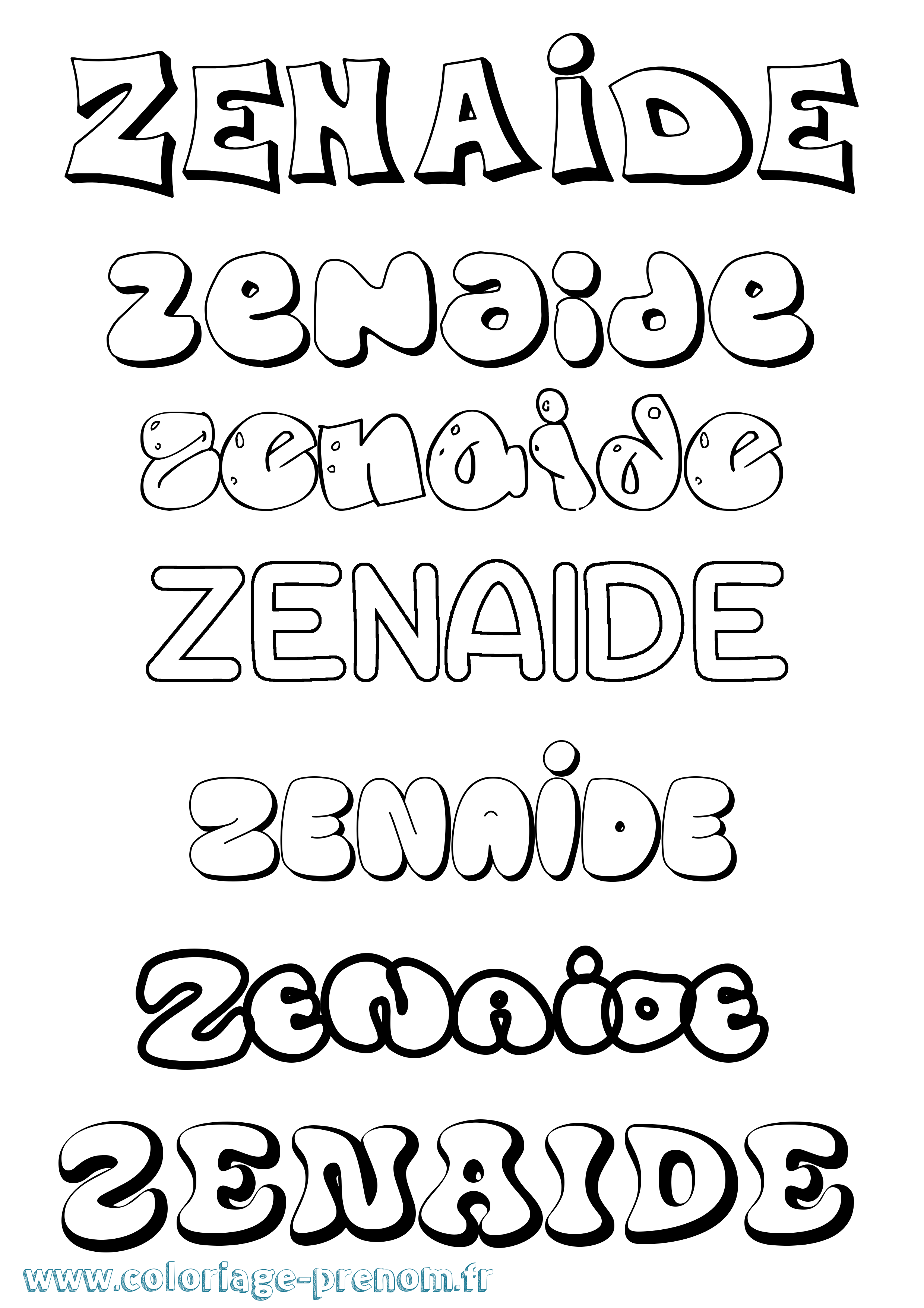 Coloriage Zenaide Bubble Coloriage prénom Zenaide Bubble