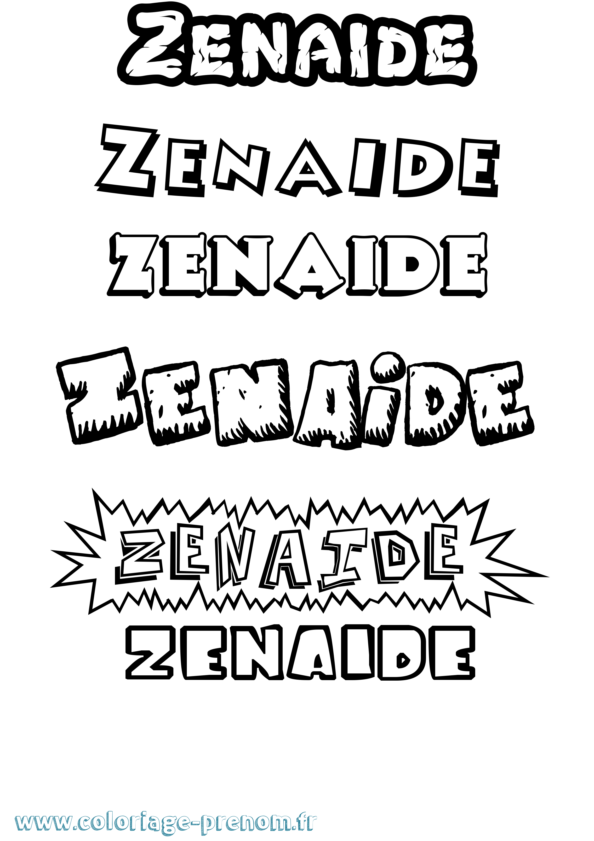 Coloriage Zenaide Dessin Animé Coloriage prénom Zenaide Dessin Animé