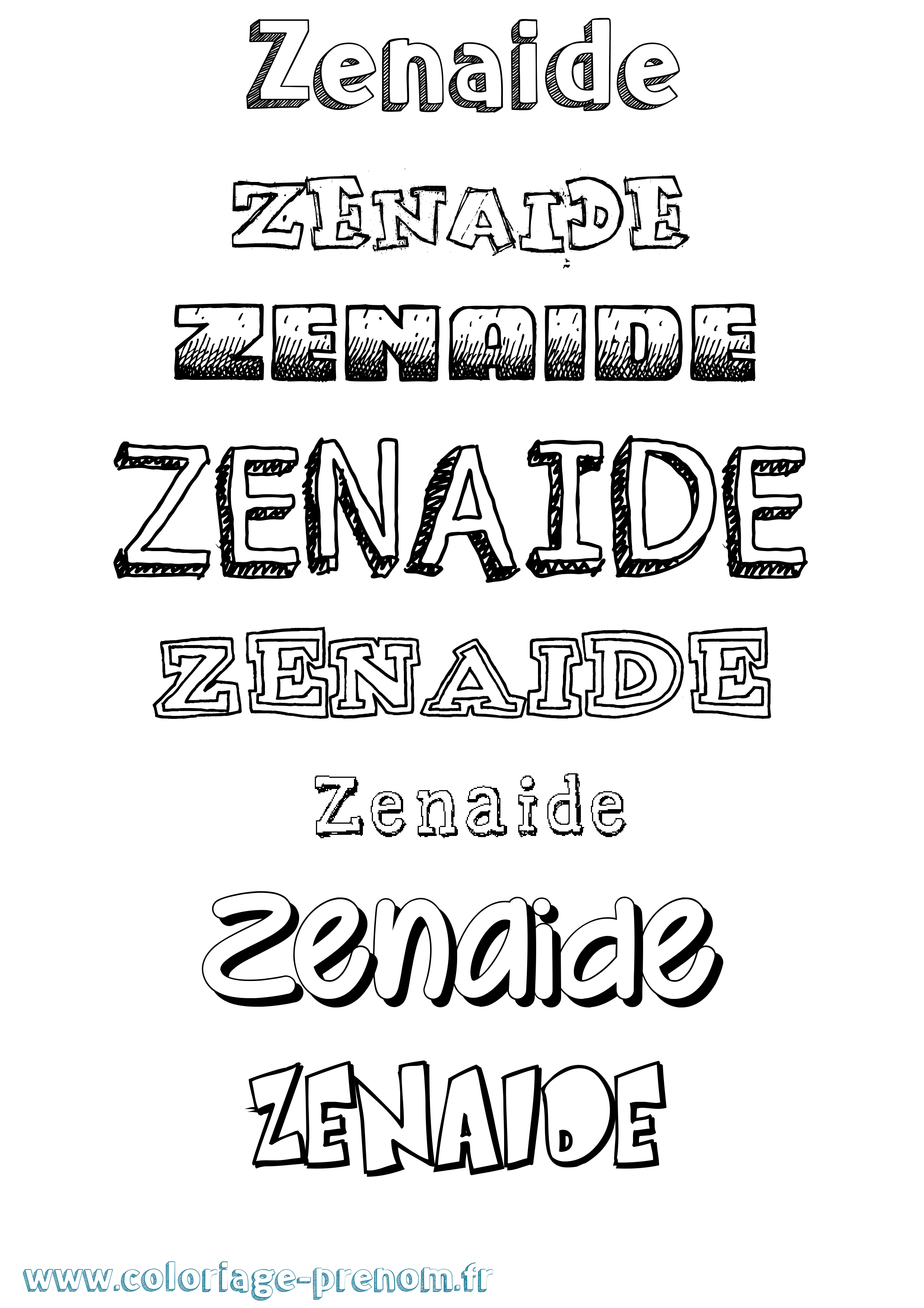 Coloriage Zenaide Dessiné Coloriage prénom Zenaide Dessiné