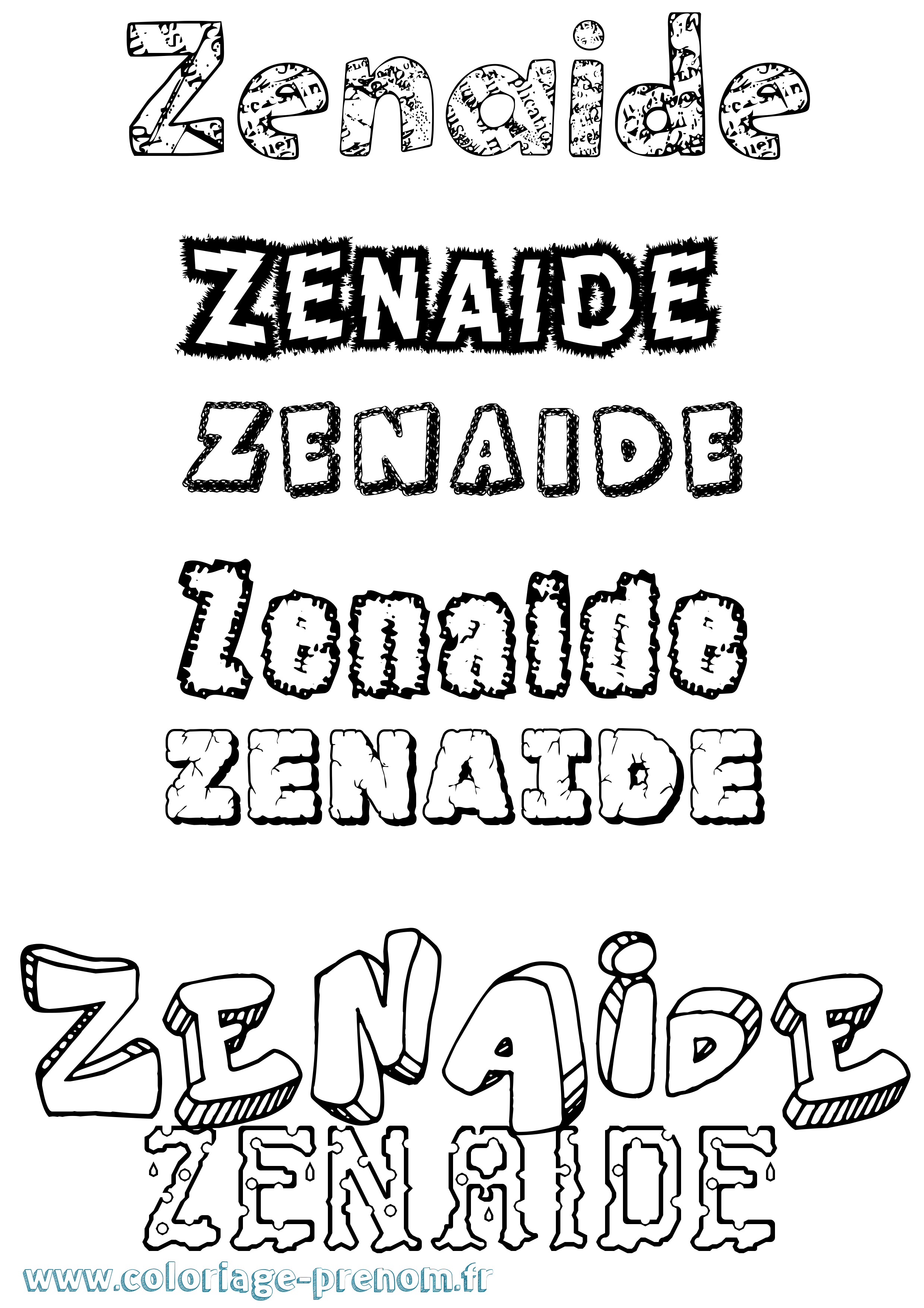 Coloriage Zenaide Destructuré Coloriage prénom Zenaide Destructuré
