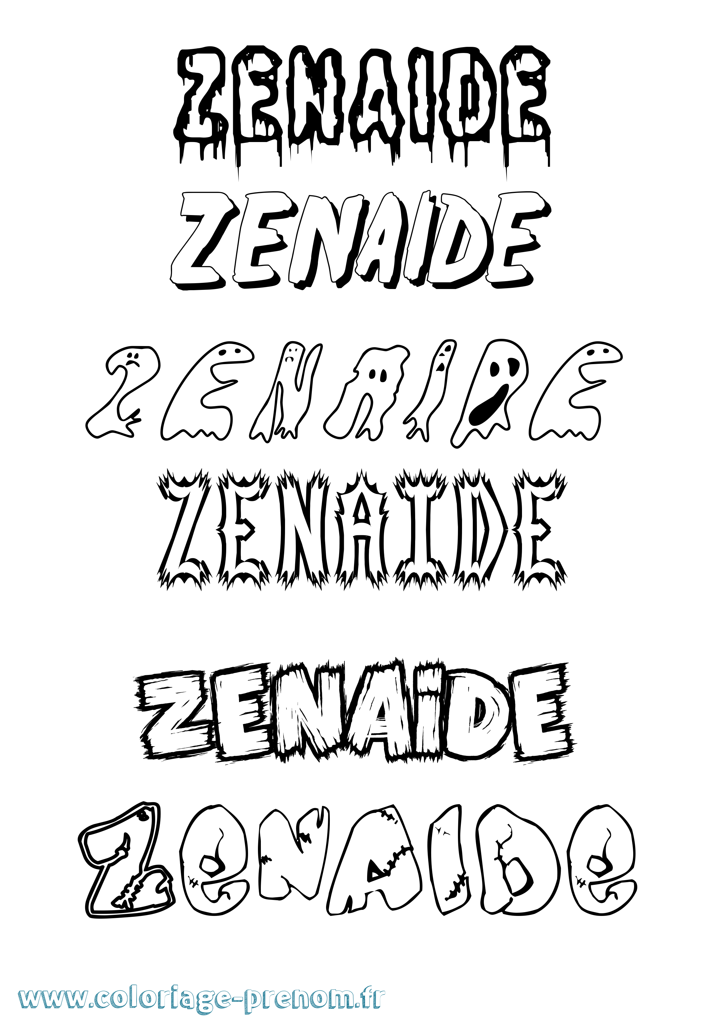 Coloriage Zenaide Frisson Coloriage prénom Zenaide Frisson