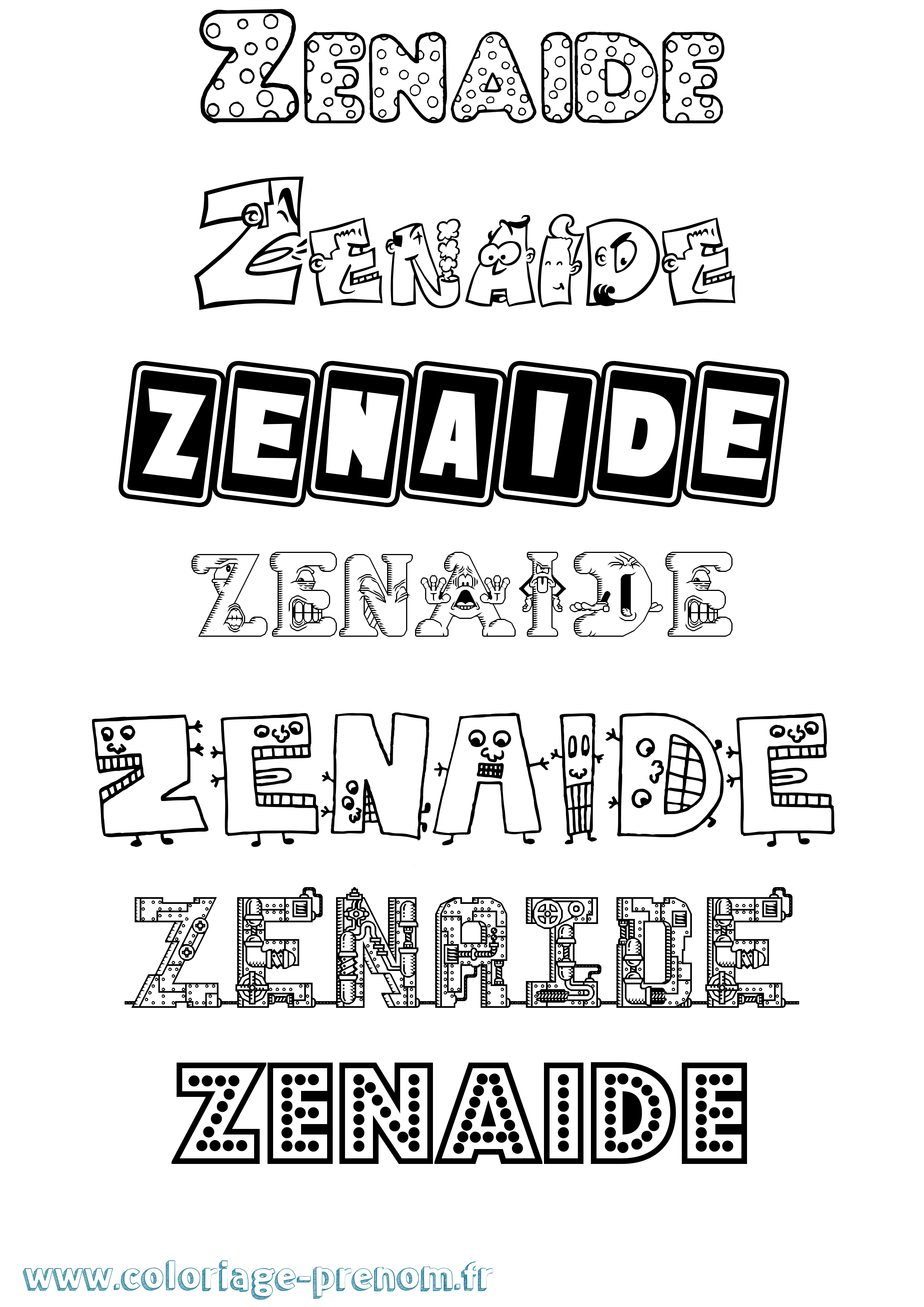 Coloriage Zenaide Fun Coloriage prénom Zenaide Fun