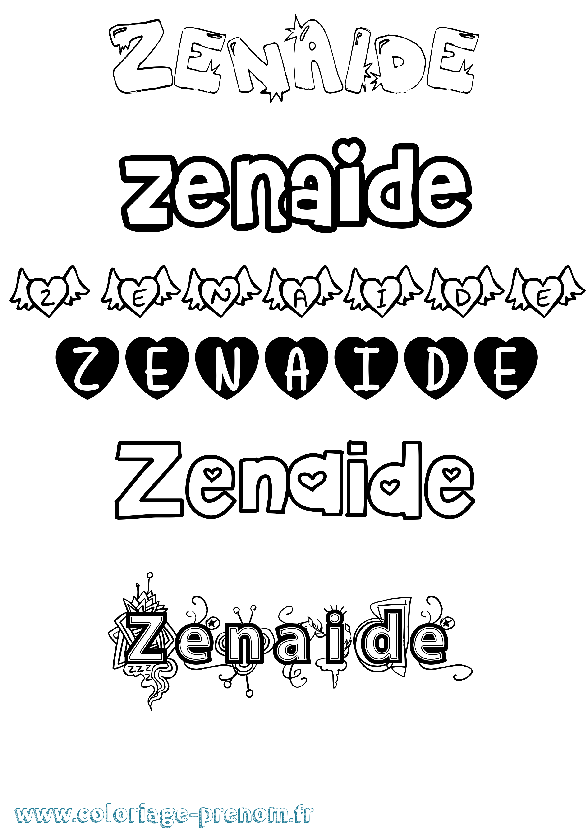 Coloriage Zenaide Girly Coloriage prénom Zenaide Girly