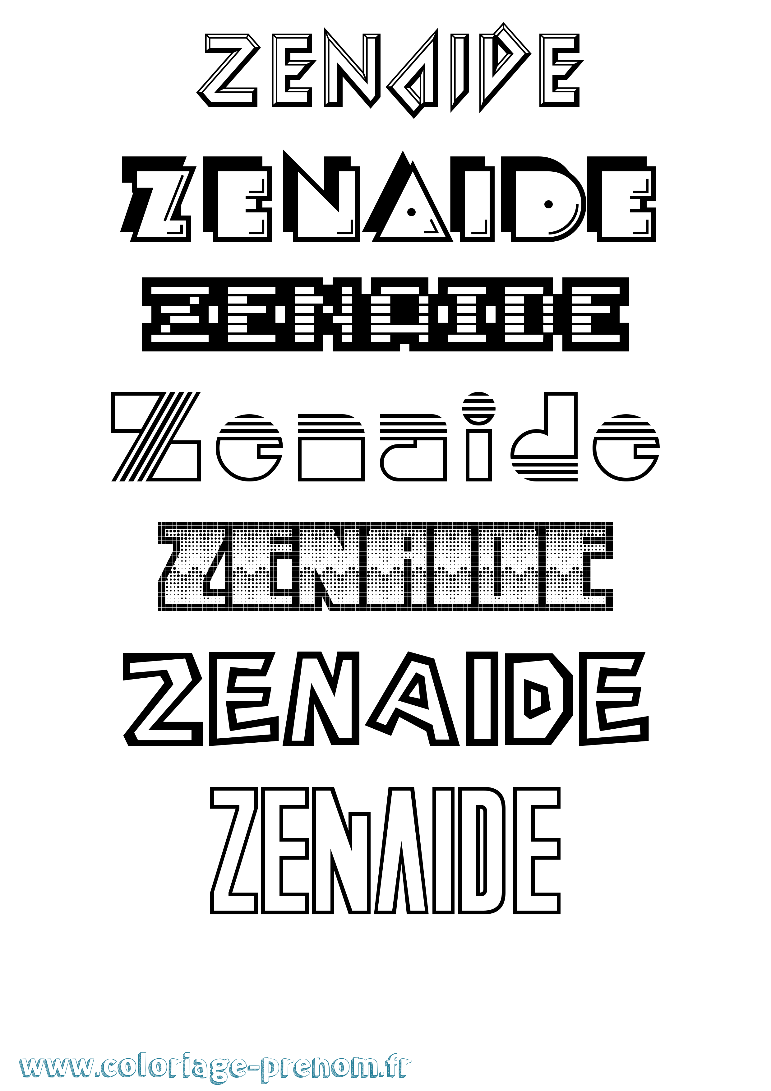 Coloriage Zenaide Jeux Vidéos Coloriage prénom Zenaide Jeux Vidéos