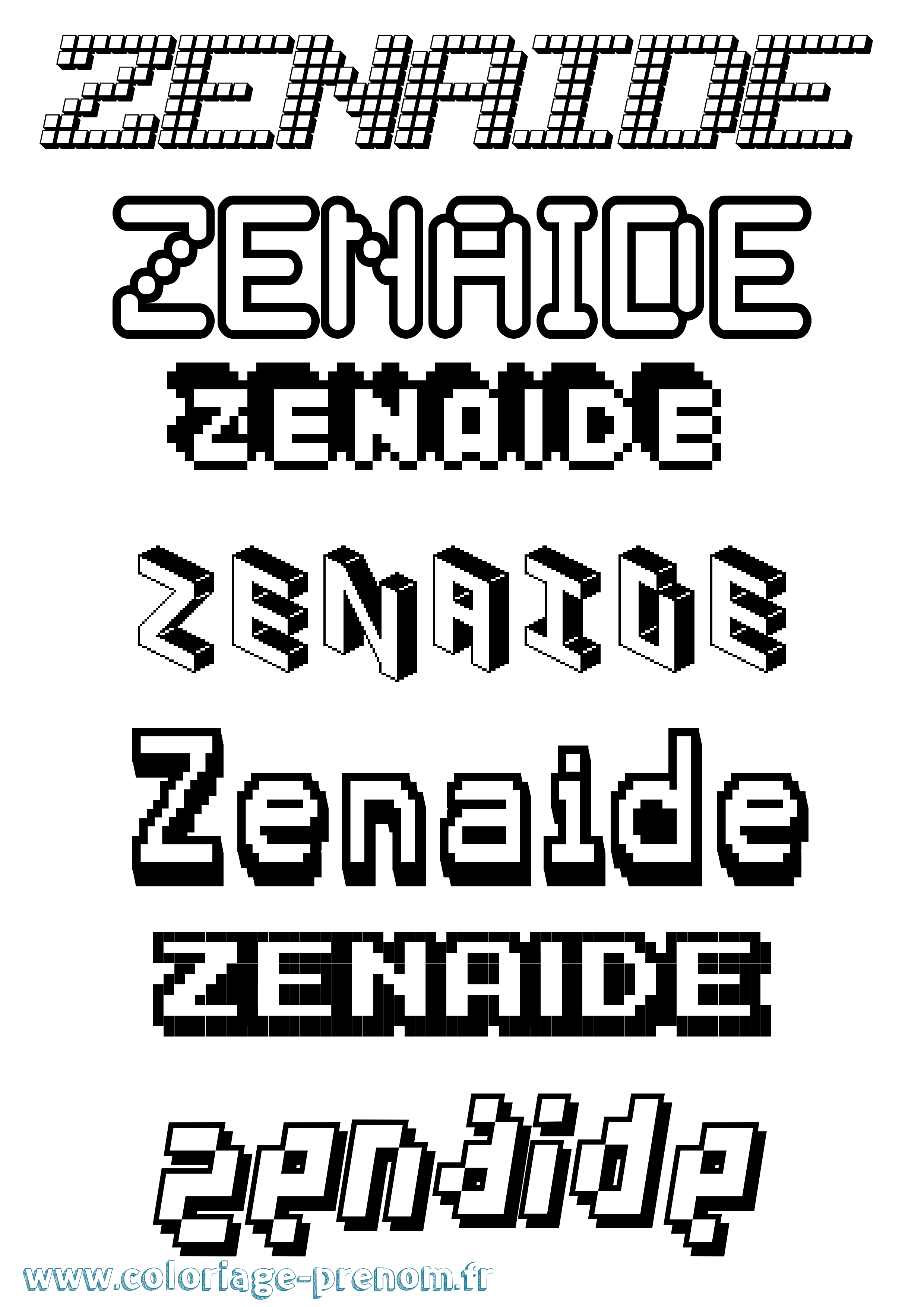 Coloriage Zenaide Pixel Coloriage prénom Zenaide Pixel