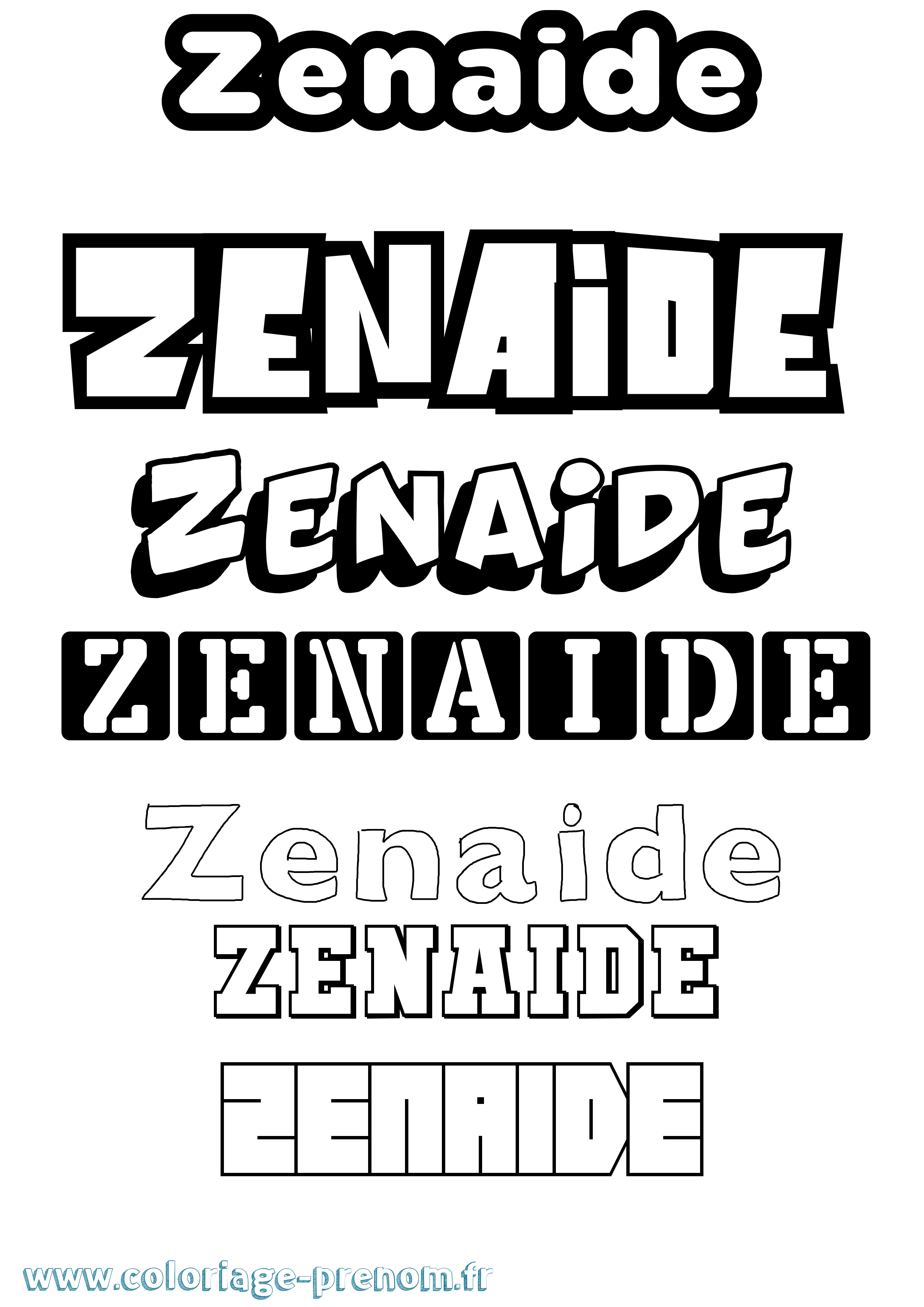Coloriage Zenaide Simple Coloriage prénom Zenaide Simple